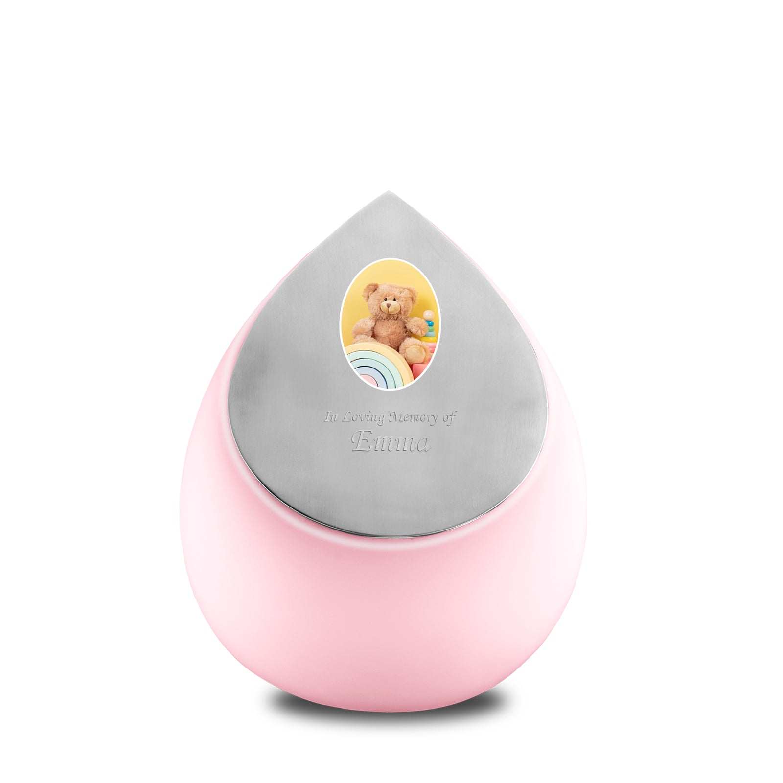 Drop Medium Portrait Urn Pink & Brushed Pewter