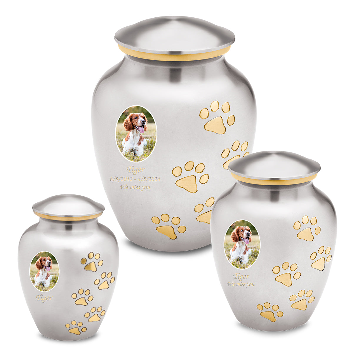 Classic Pewter Portrait Pet Large Urn