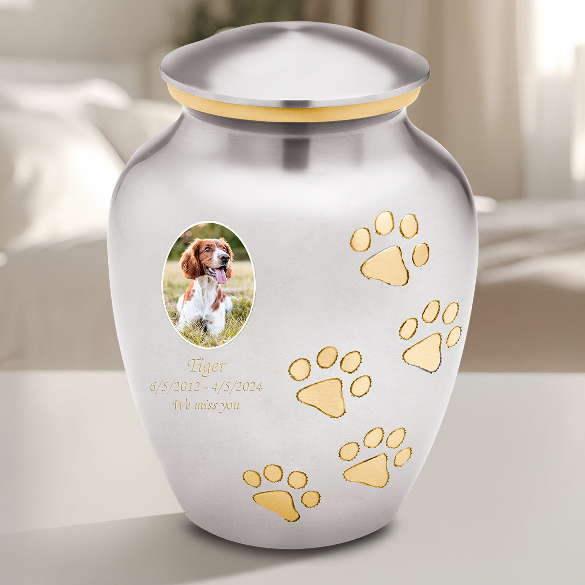 Classic Pewter Portrait Pet Large Urn