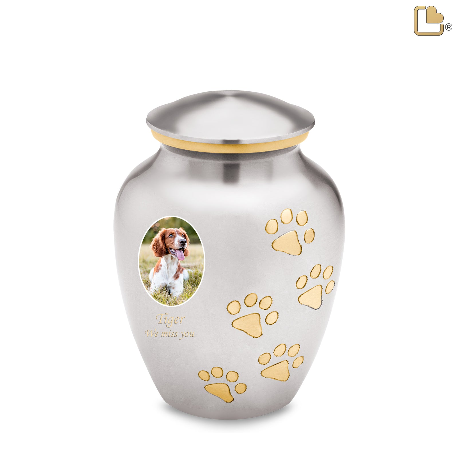 Classic Pewter Portrait Pet Medium Urn