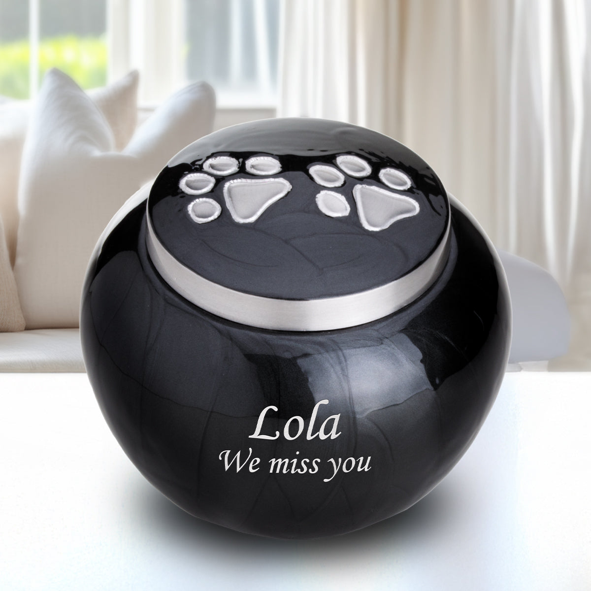 Classic Round Small Pet Urn Midnight & Bru Pewter
