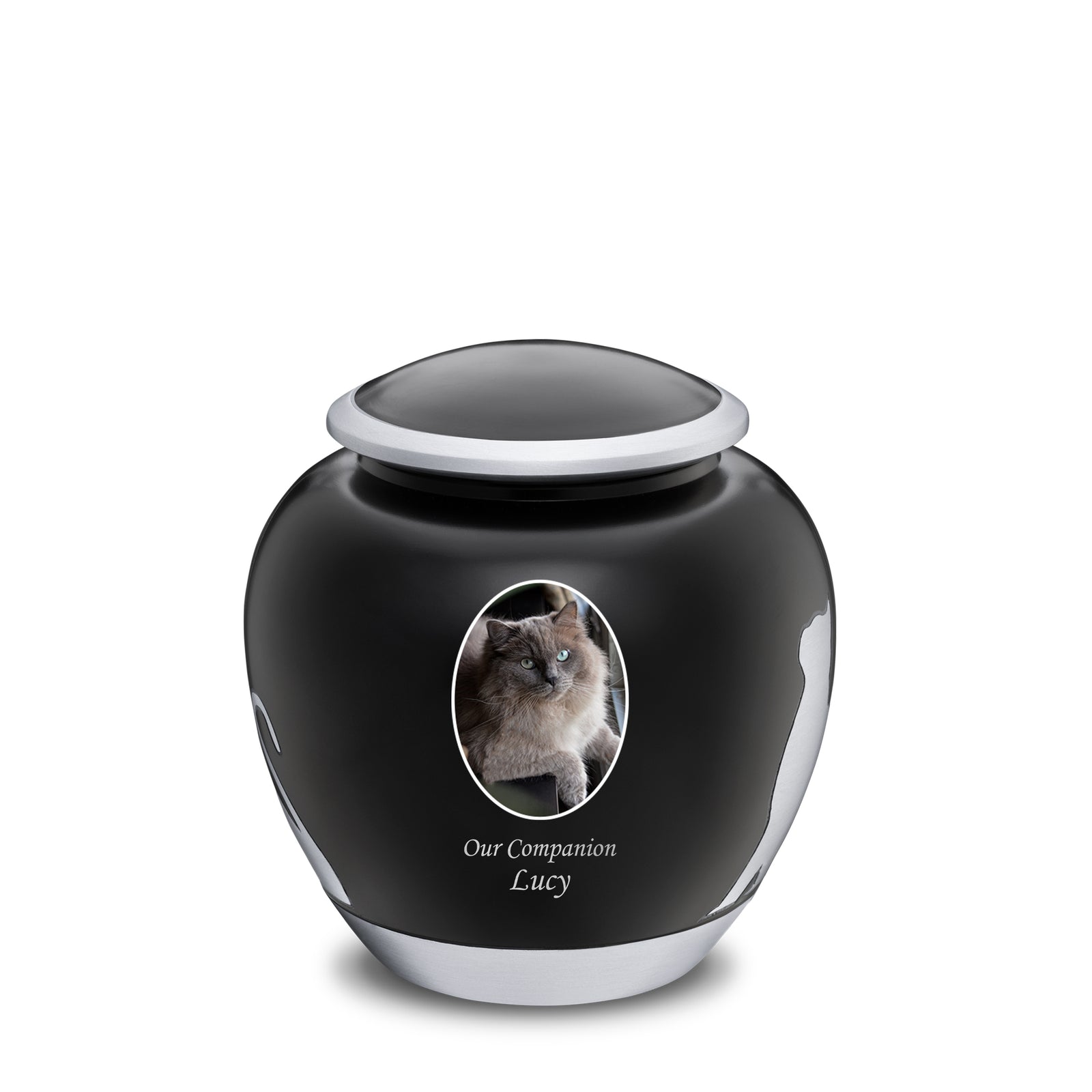 Shadow Medium Portrait Cat Pet Urn Black & Bru Pewter