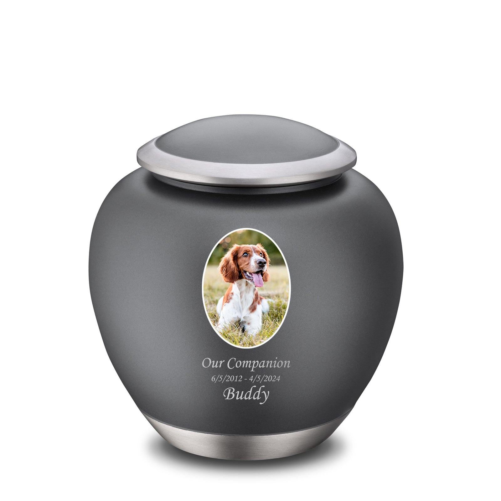 Shadow Large Pet Portrait Urn French Grey & Bru Pewter