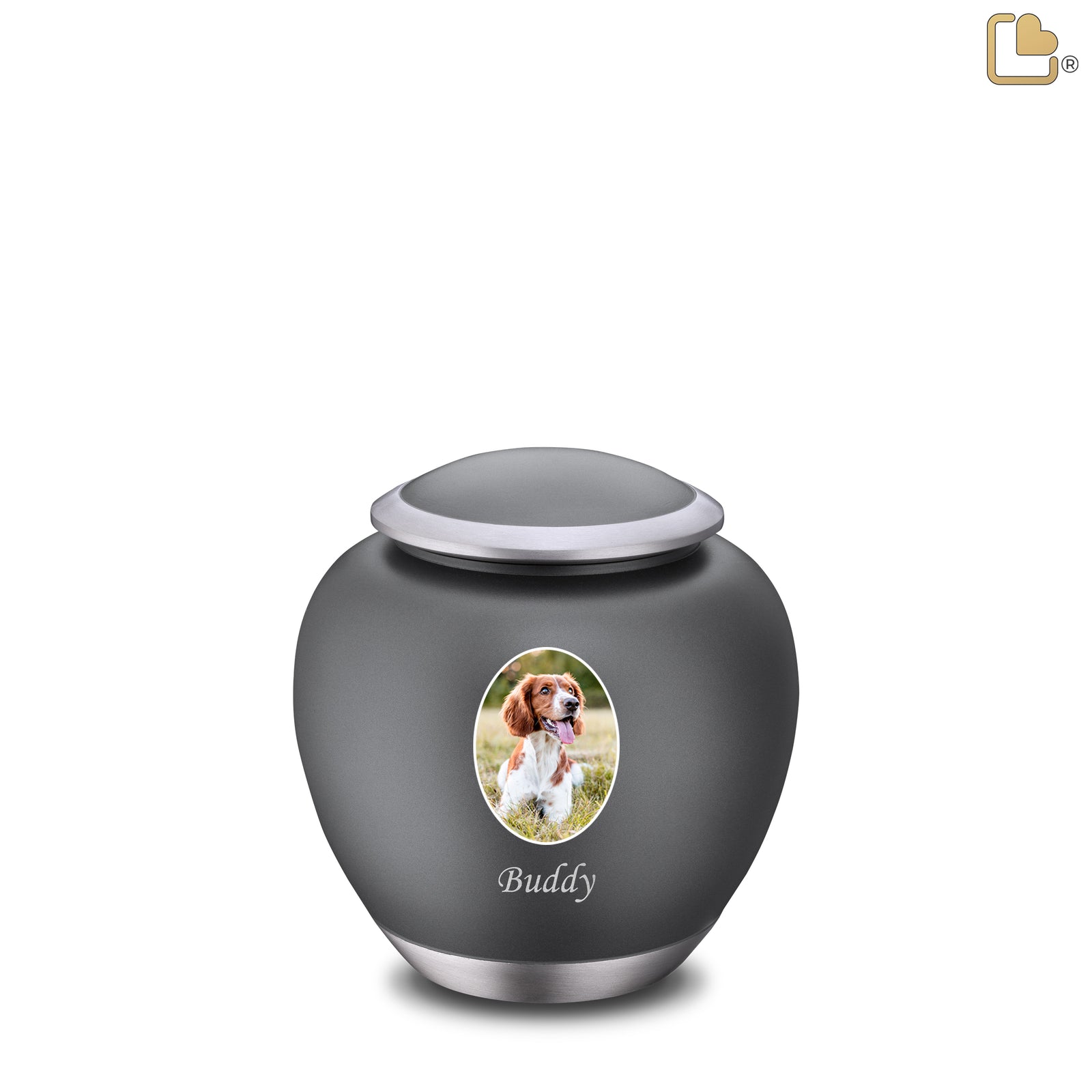 Shadow Small Pet Portrait Urn French Grey & Bru Pewter