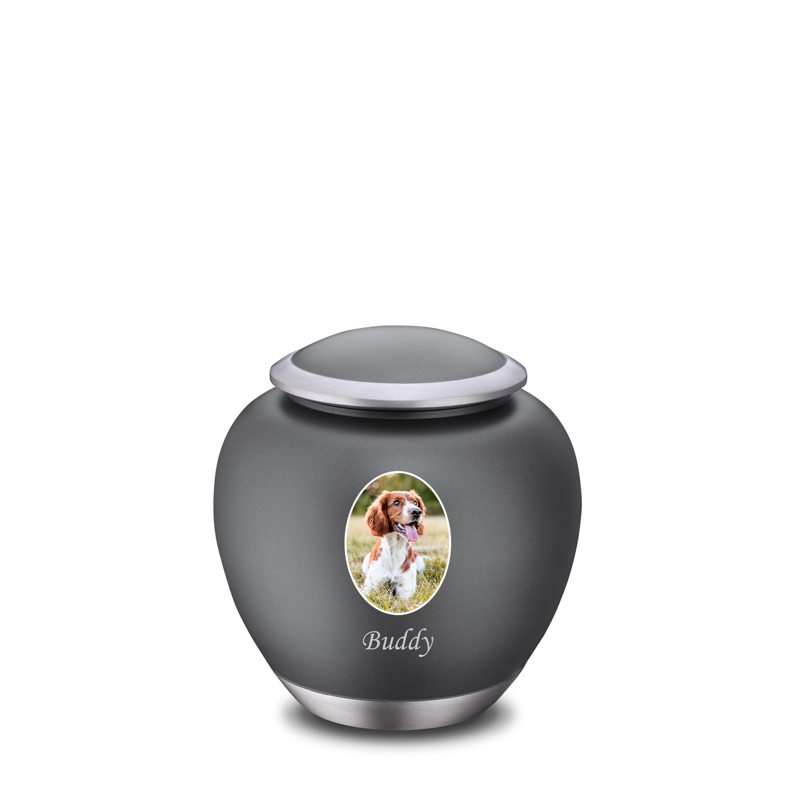 Shadow Small Pet Portrait Urn French Grey & Bru Pewter