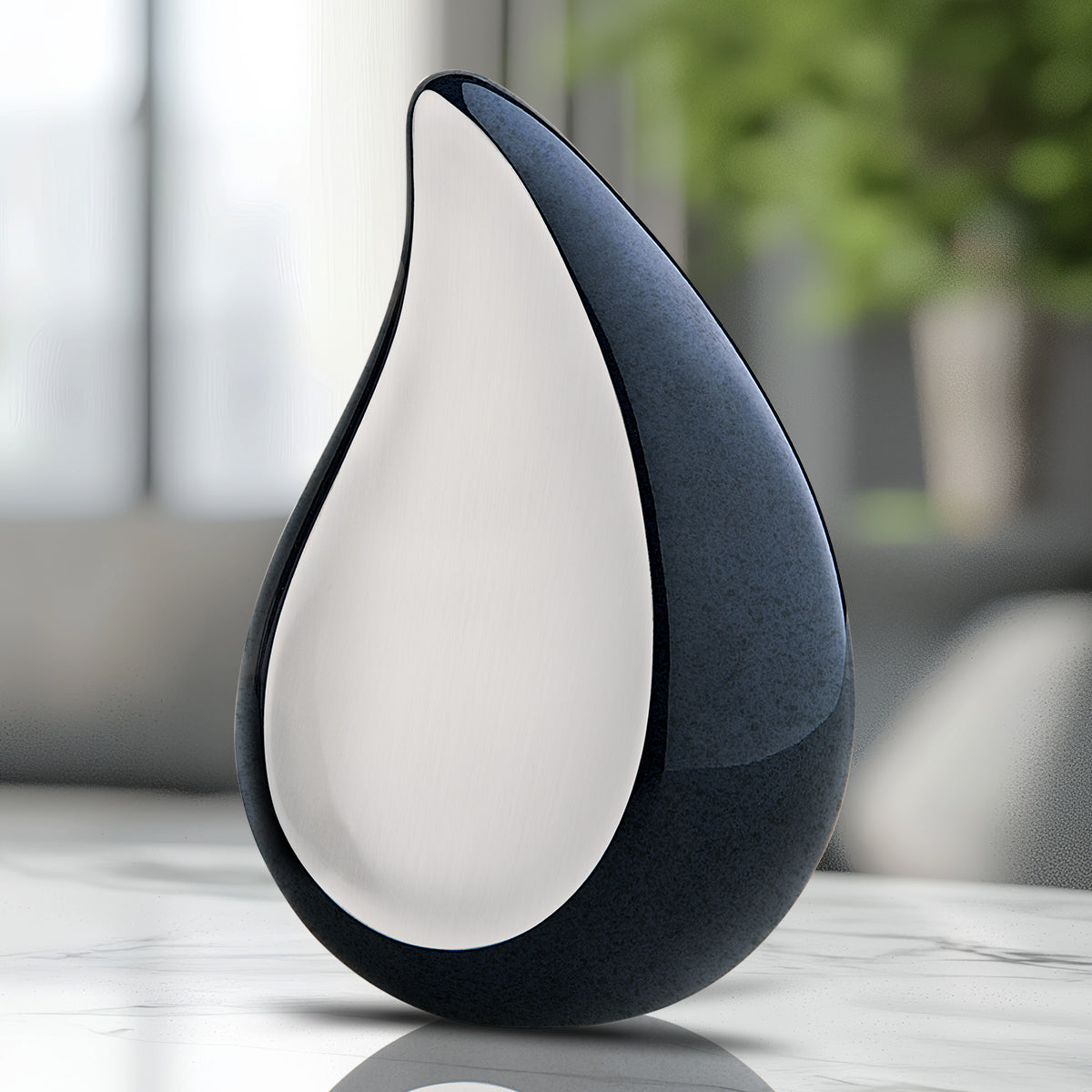 Medium TearDrop Brushed Pewter Midnight Cremation Urn