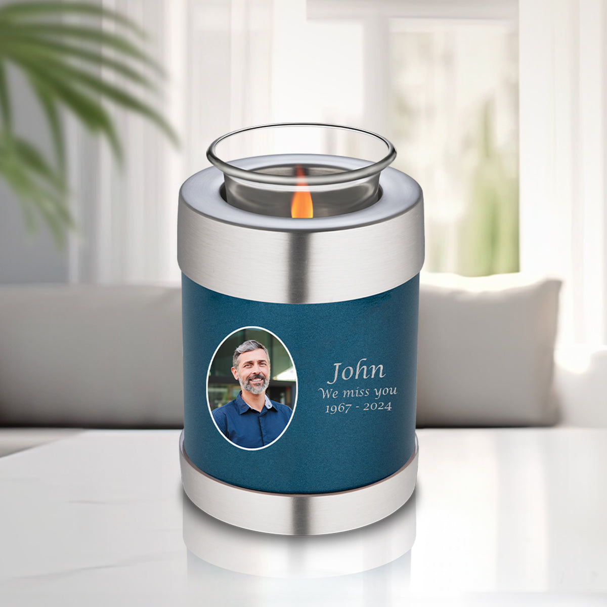 Tealight Portrait Flying Doves Cremation Urn