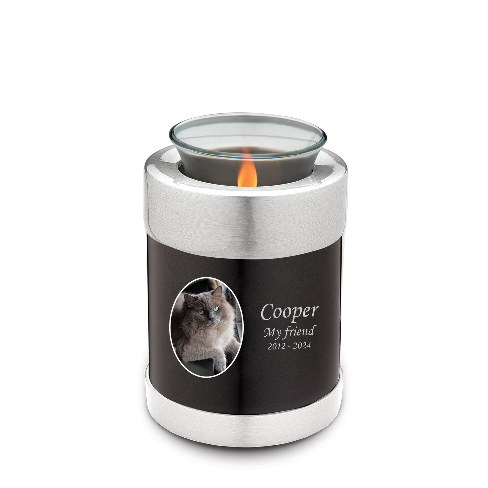 Tealight Pet Portrait Midnight Urn
