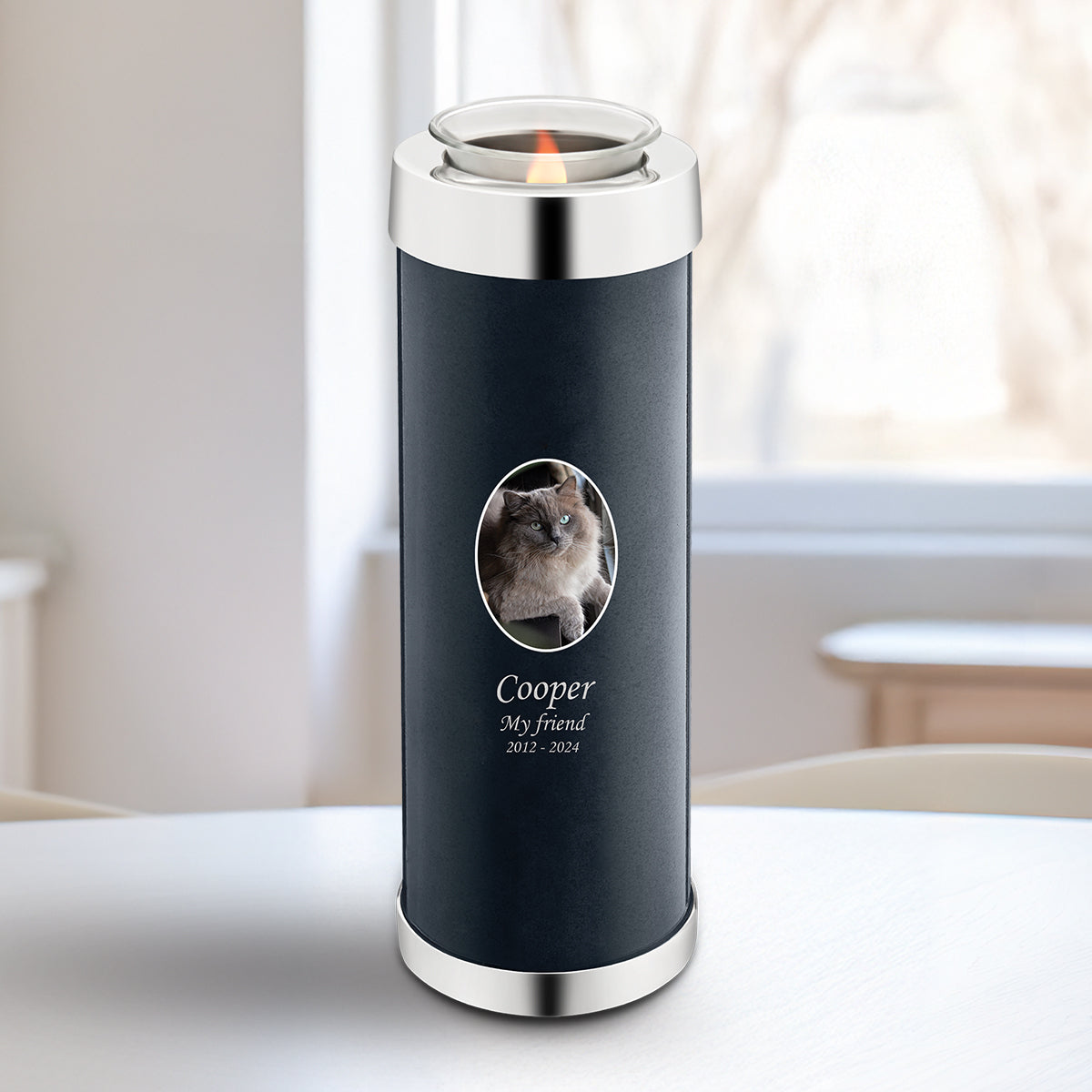 Tealight Pet Portrait Midnight Tall Urn