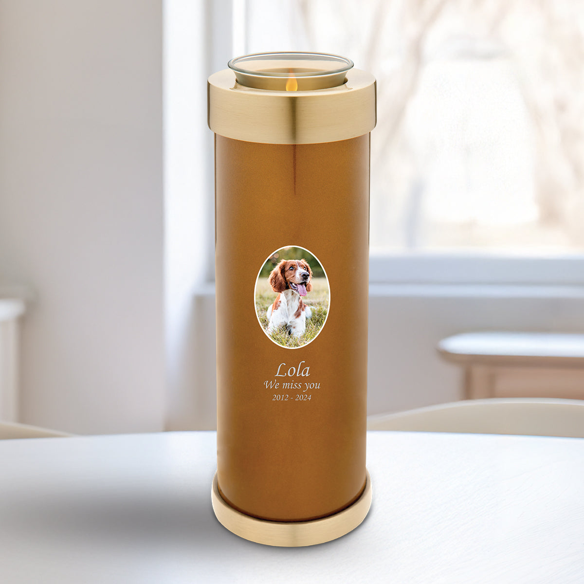 Tealight Pet Portrait Bronze Tall Urn