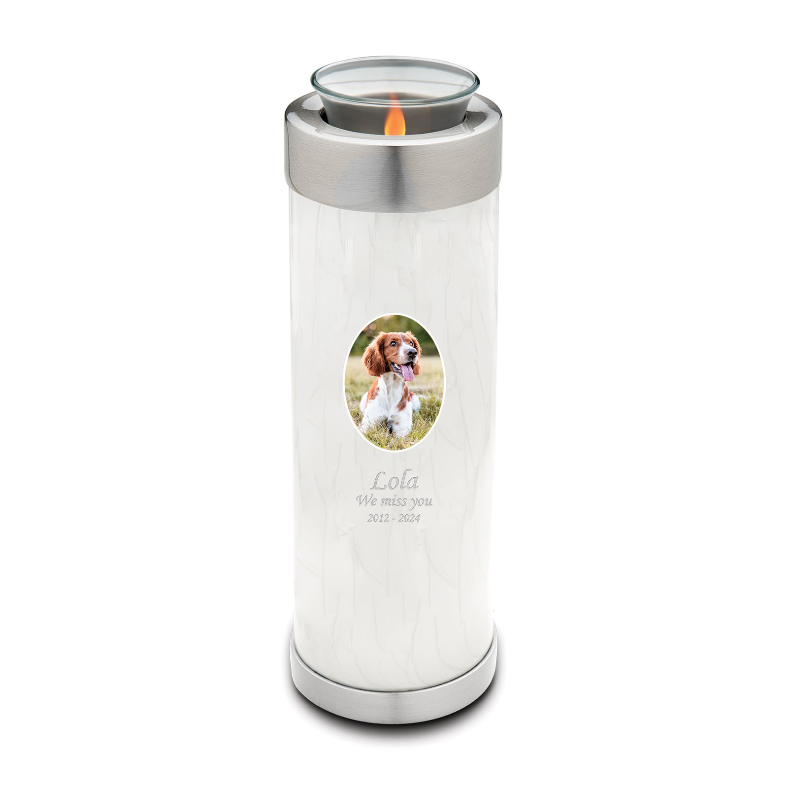 Tealight Pet Portrait Pearl Tall Urn