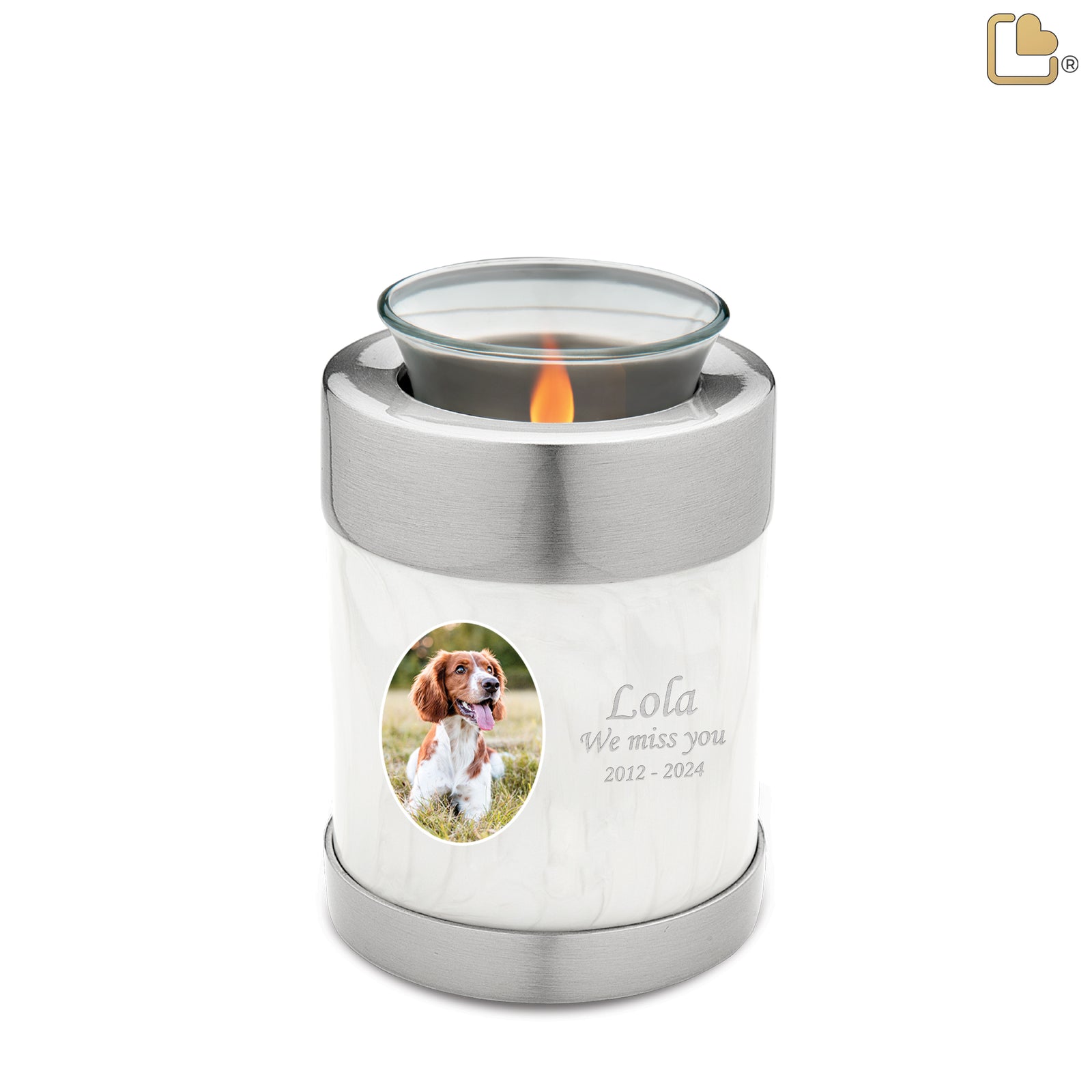 Tealight Pet Portrait Pearl Urn