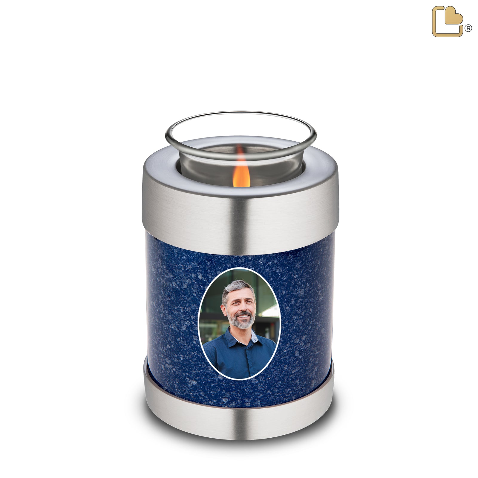 Tealight Speckled Indigo Portrait Cremation Urn