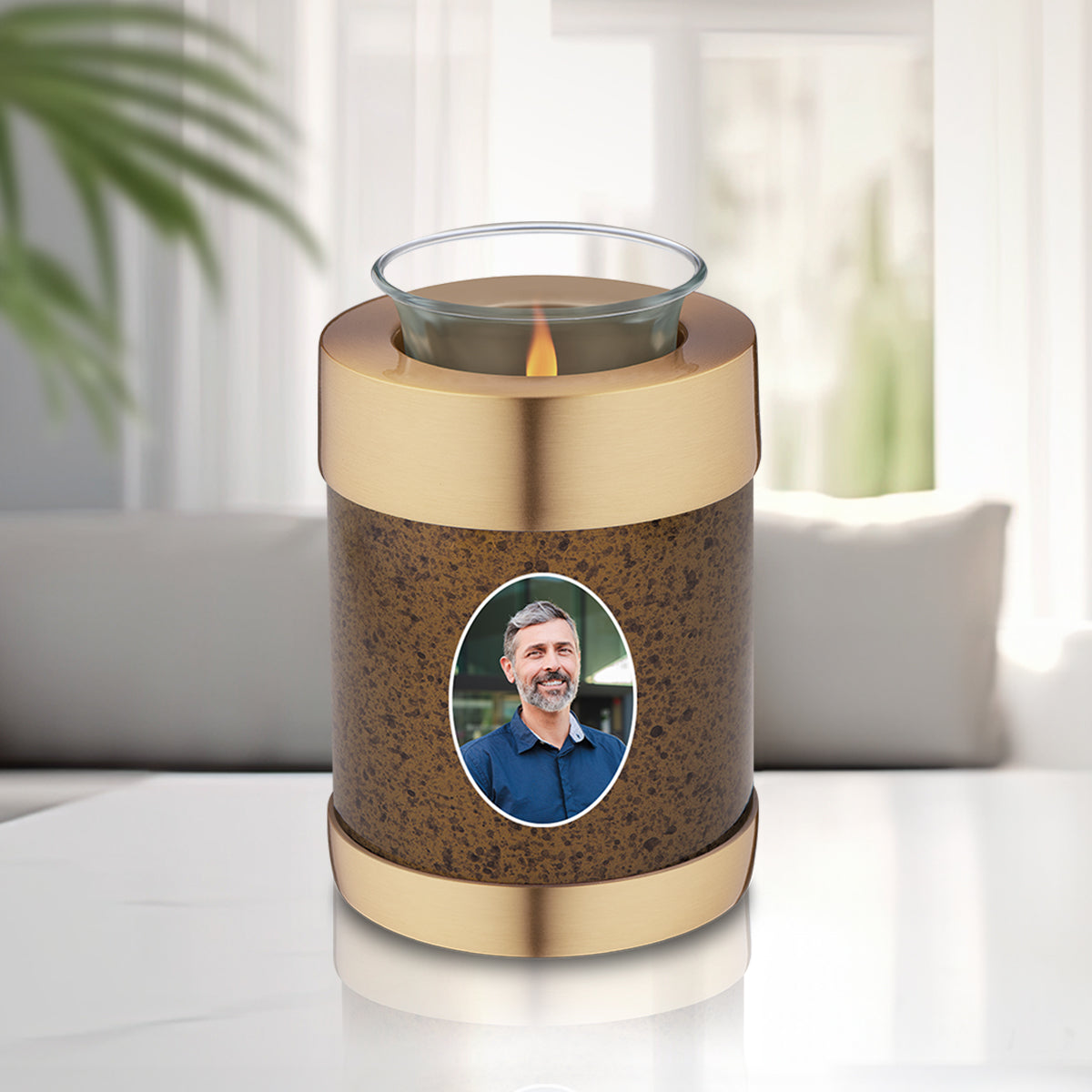 Tealight Speckled Auburn Portrait Cremation Urn