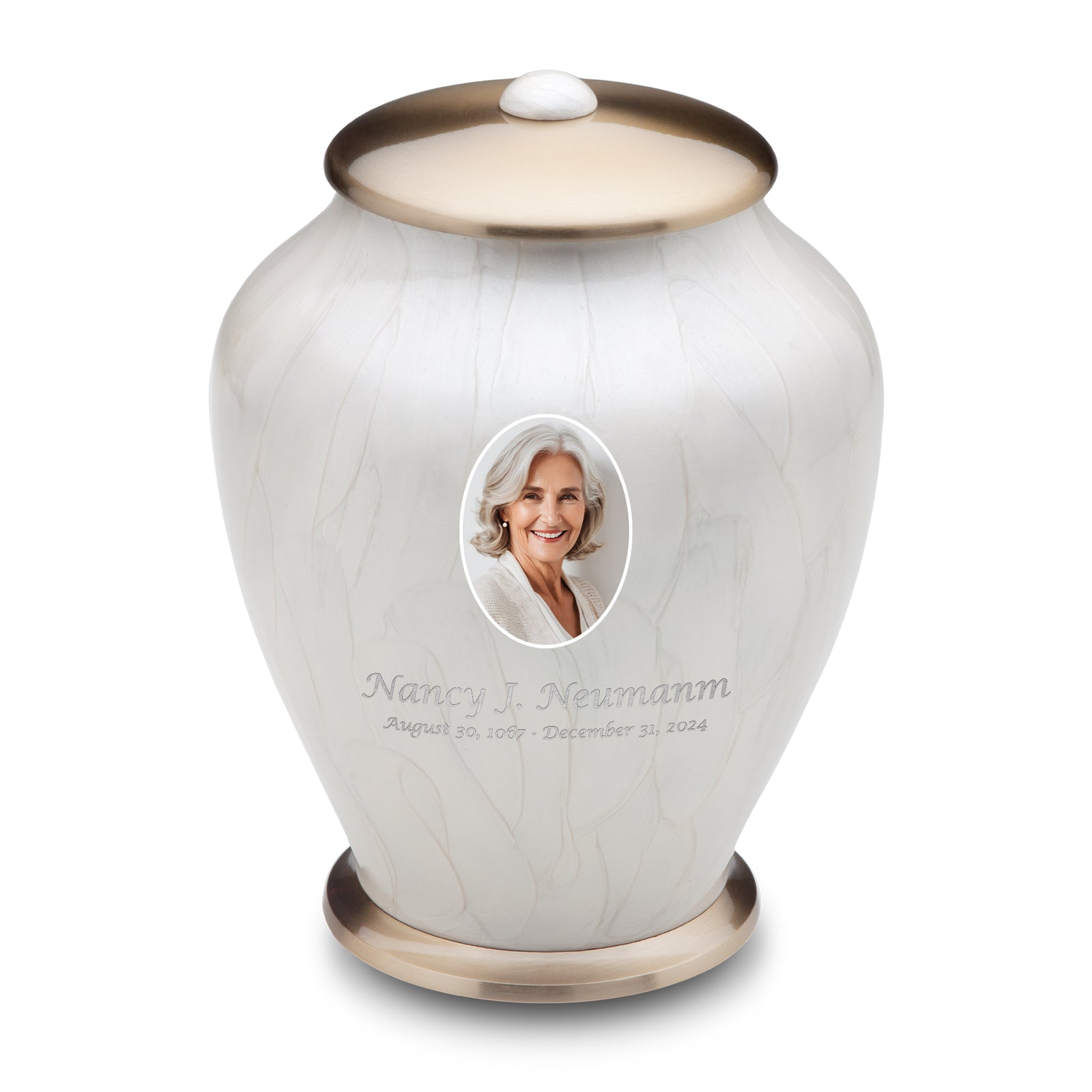 Adult Tall Simplicity Portrait Pearl Cremation Urn - COMFORT by LoveUrns