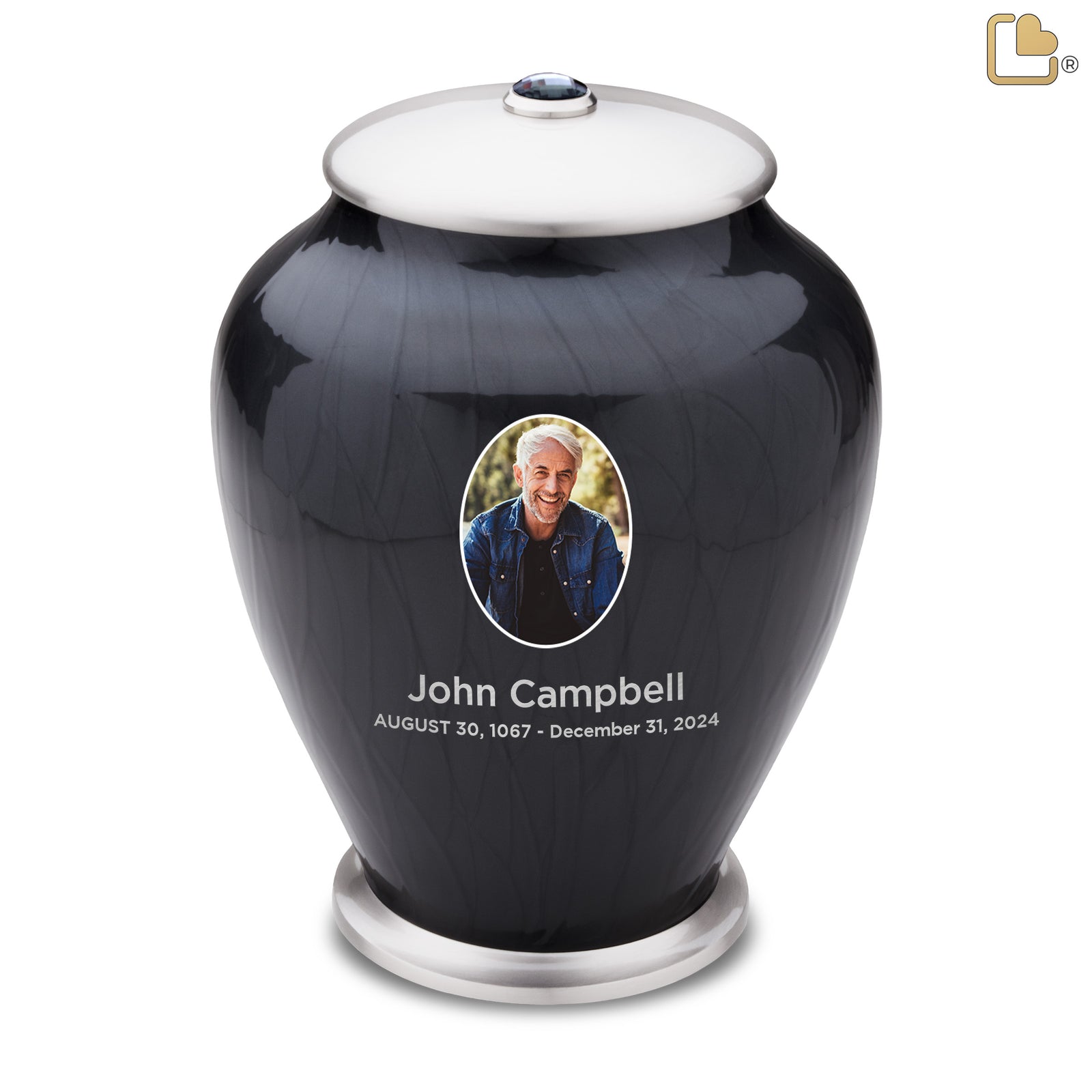 Adult Tall Simplicity Portrait Midnight Pearl Cremation Urn - COMFORT by LoveUrns