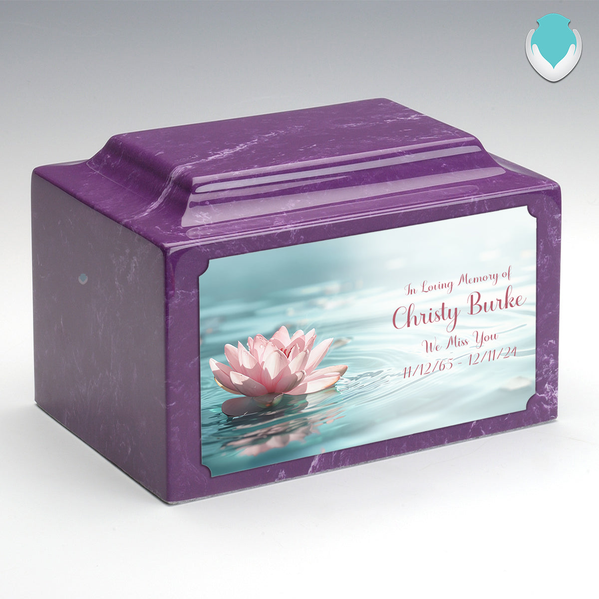 Adult Legacy Custom Printed Lotus Flower Cultured Marble Urns by MacKenzie