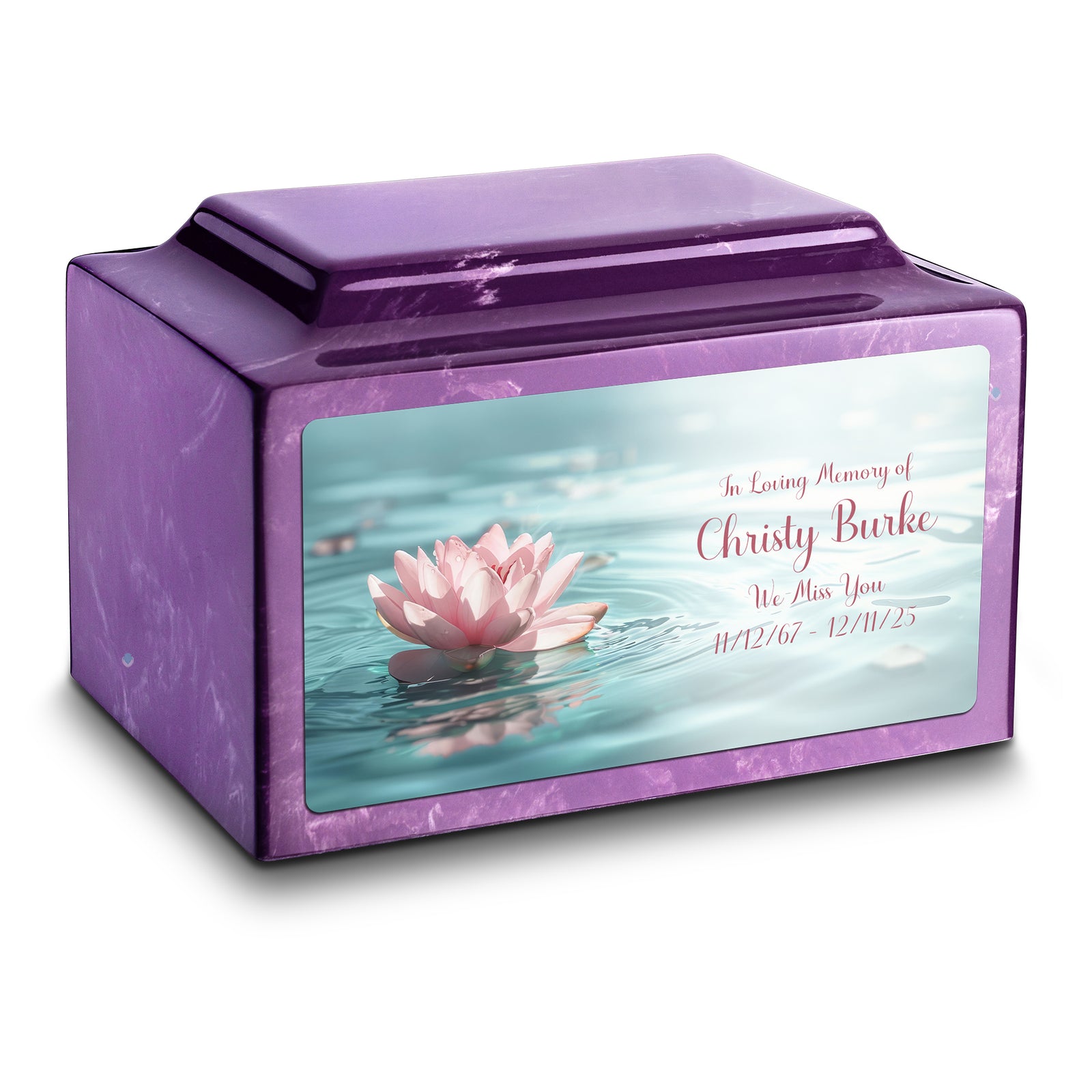 Adult Legacy Custom Printed Lotus Flower Cultured Marble Urns by MacKenzie