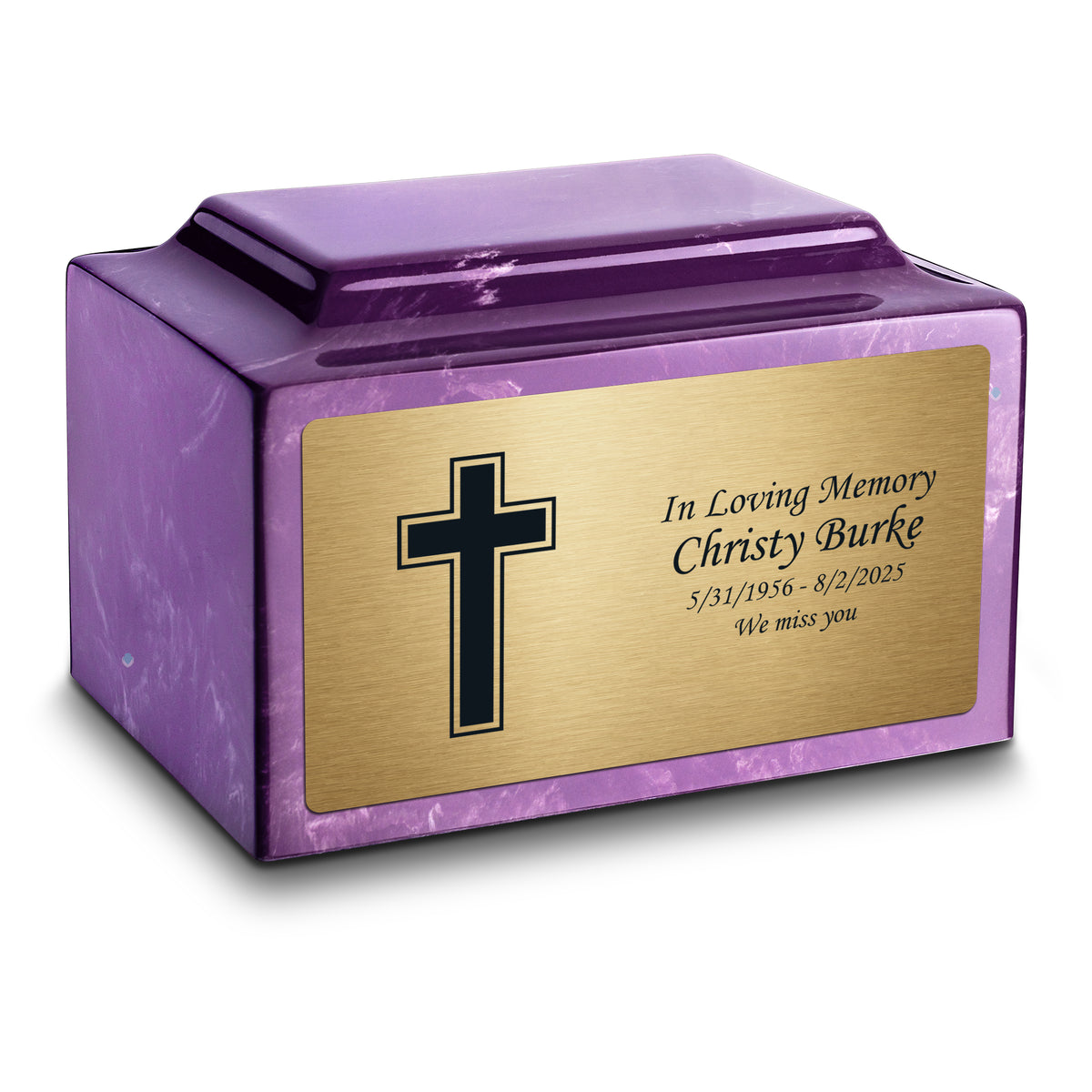 Adult Legacy Simple Cross Cultured Marble Urns by MacKenzie