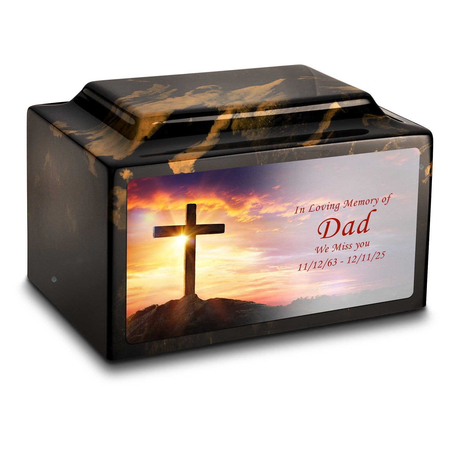 Adult Legacy Custom Printed Cross Cultured Marble Urns by MacKenzie