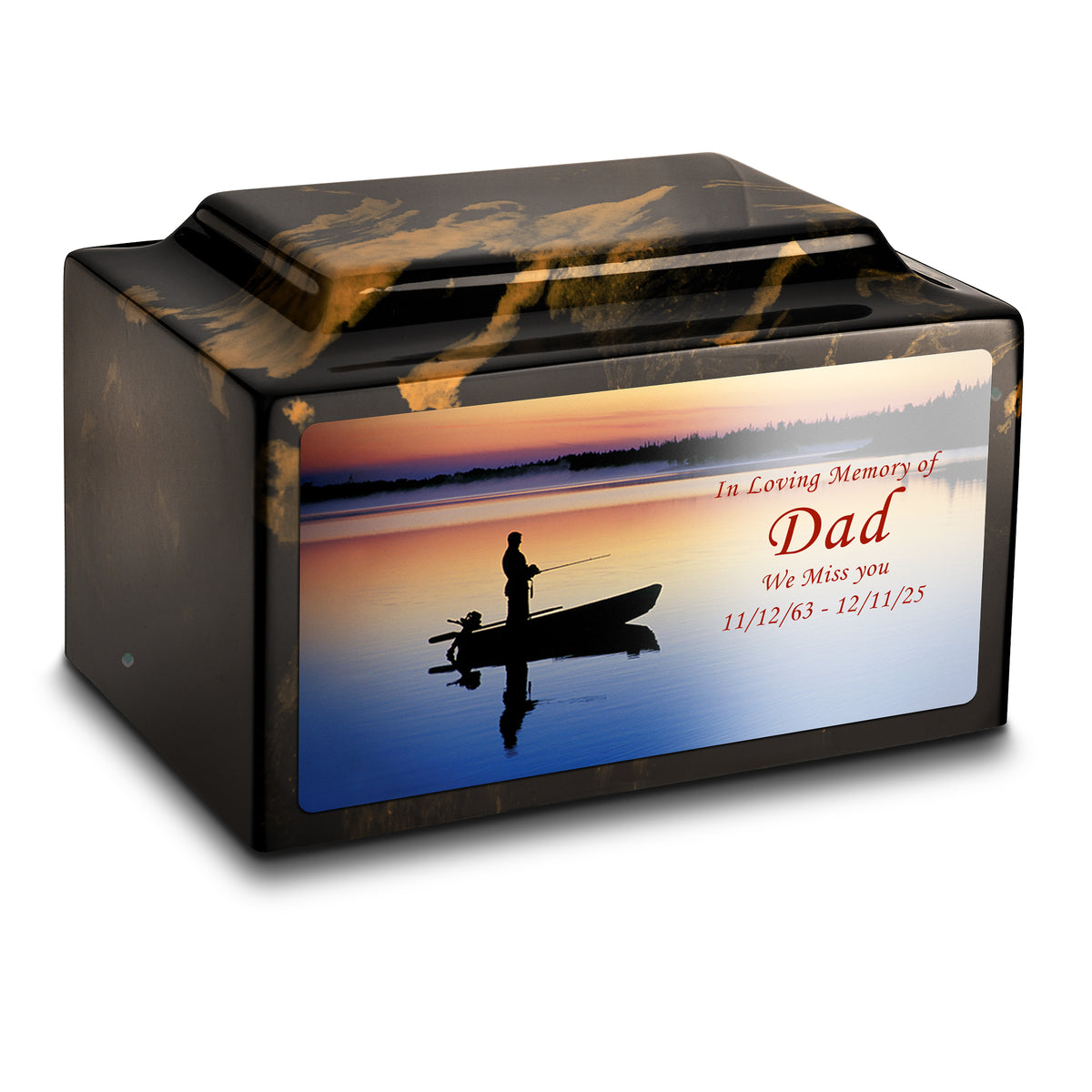 Adult Legacy Custom Printed Fishing Cultured Marble Urns by MacKenzie