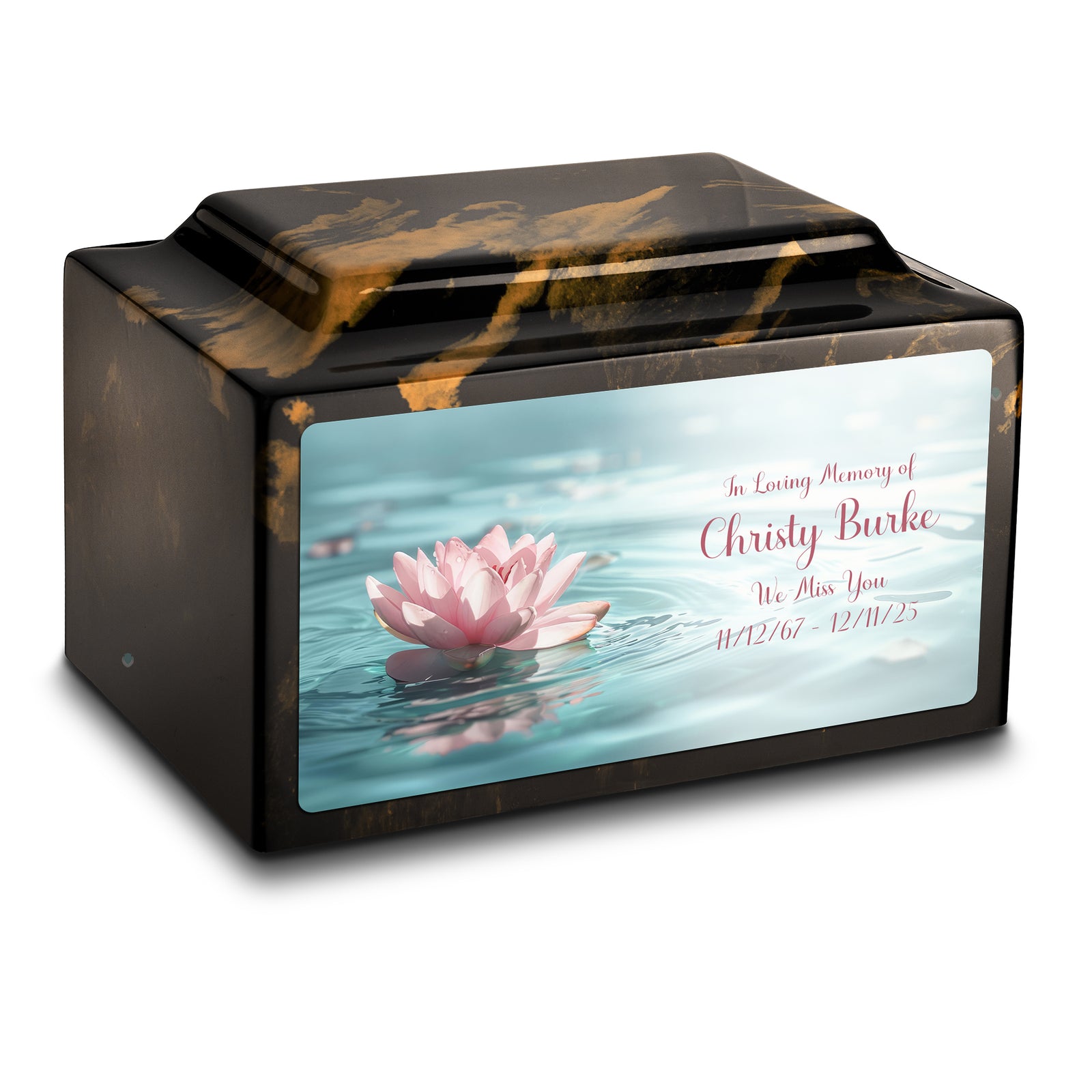 Adult Legacy Custom Printed Lotus Flower Cultured Marble Urns by MacKenzie