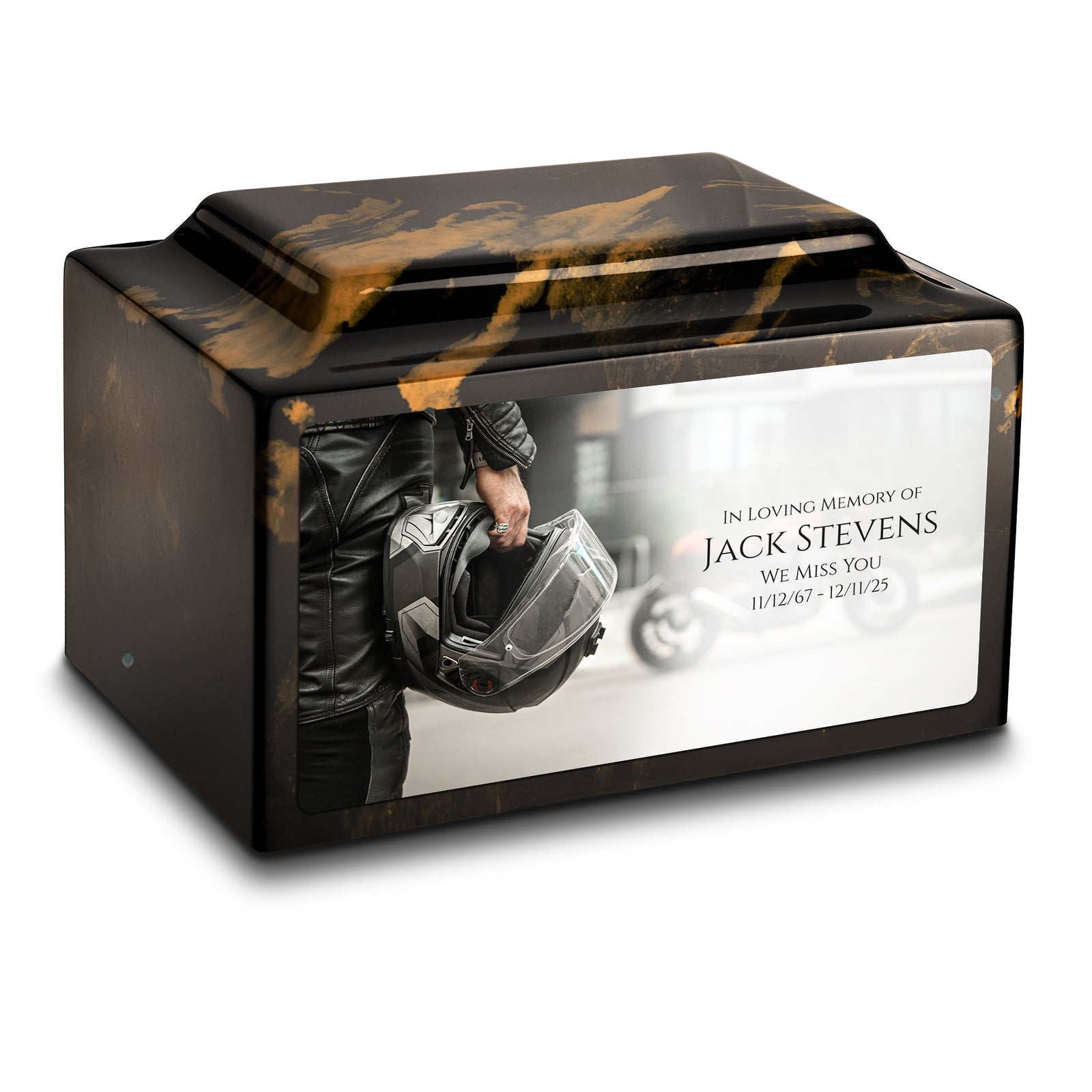 Adult Legacy Custom Printed Motorcycle Helmet Cultured Marble Urns by MacKenzie