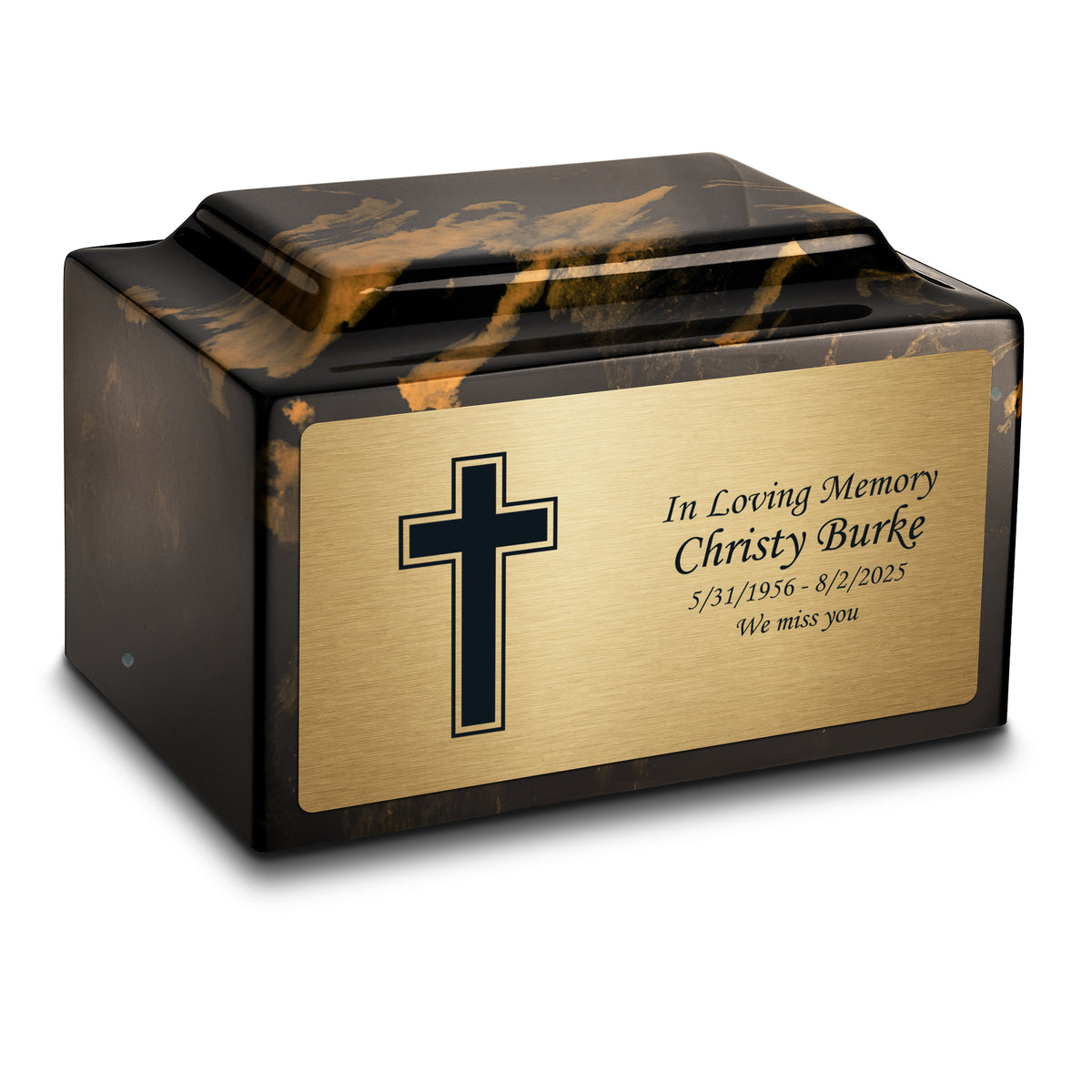 Adult Legacy Simple Cross Cultured Marble Urns by MacKenzie
