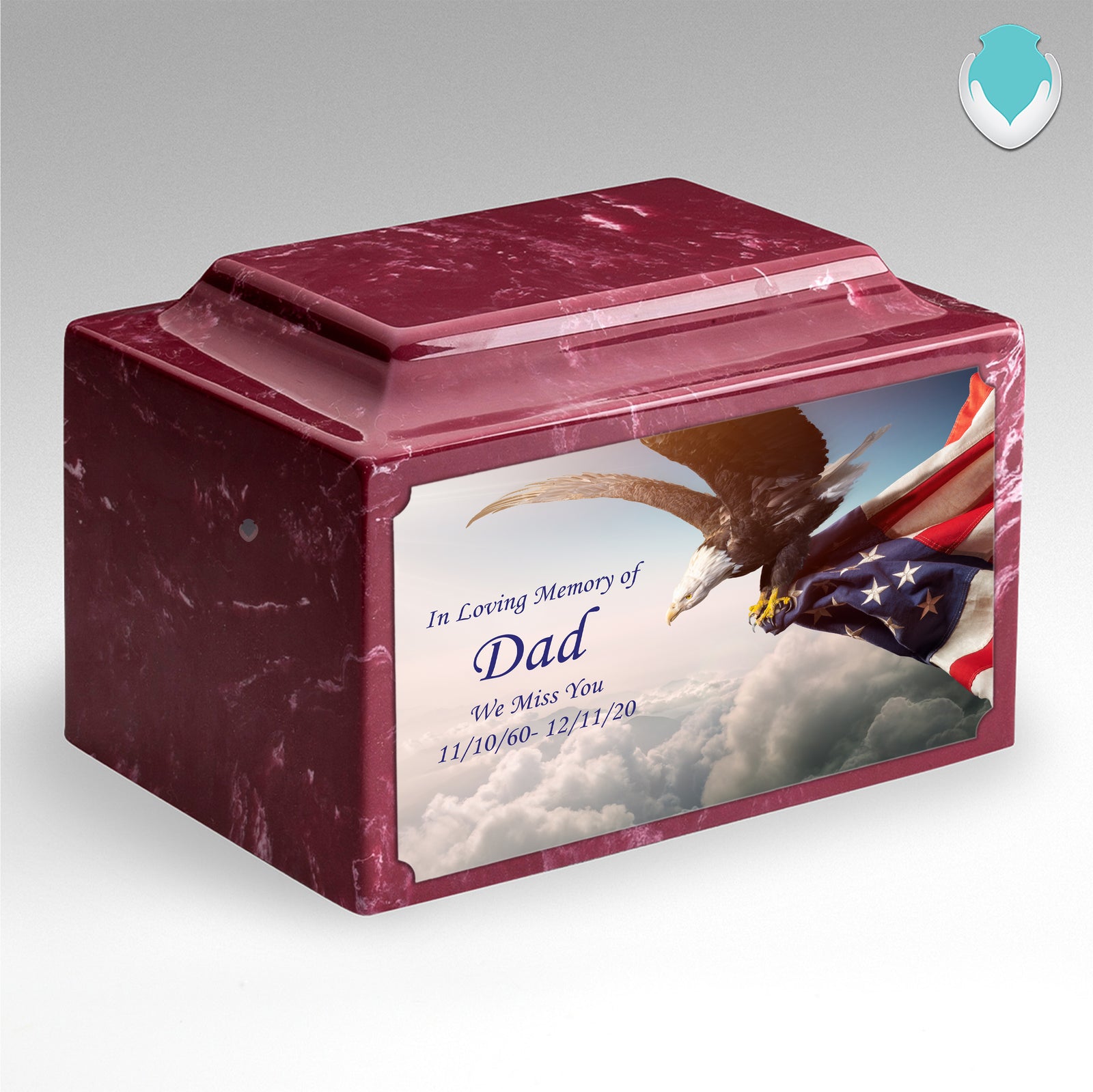 Adult Legacy Custom Printed American Eagle Cultured Marble Urns by MacKenzie