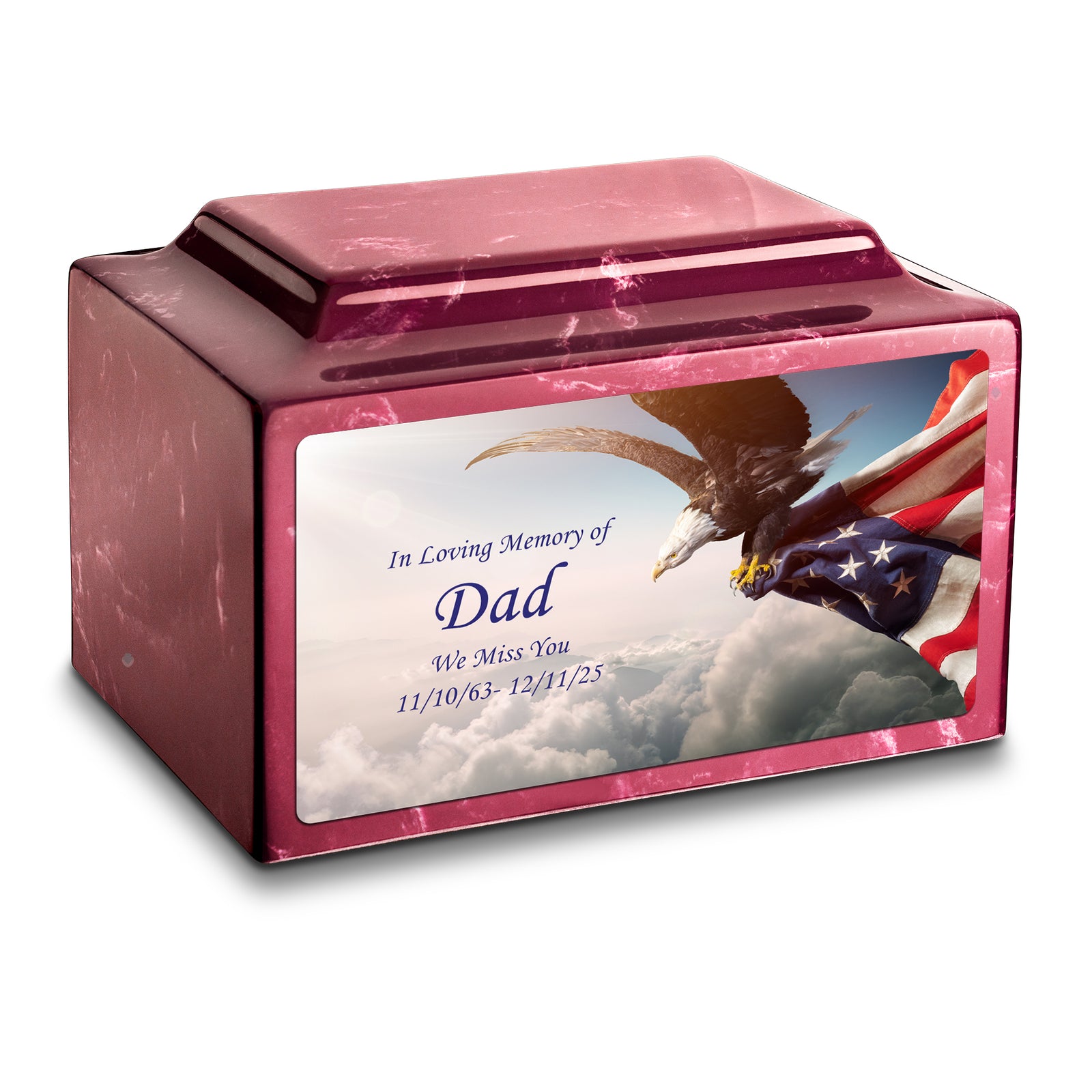 Adult Legacy Custom Printed American Eagle Cultured Marble Urns by MacKenzie