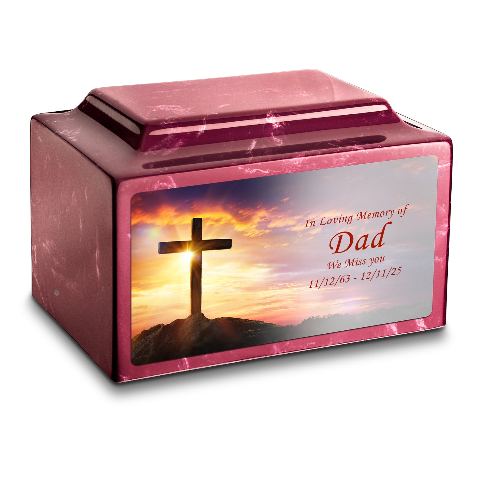 Adult Legacy Custom Printed Cross Cultured Marble Urns by MacKenzie