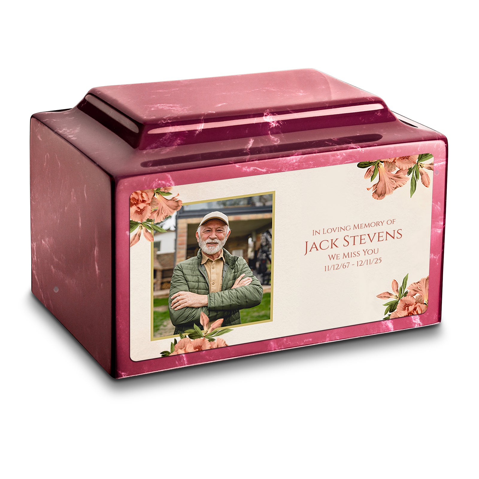 Adult Legacy Custom Printed Azalea Flower Cultured Marble Urns by MacKenzie