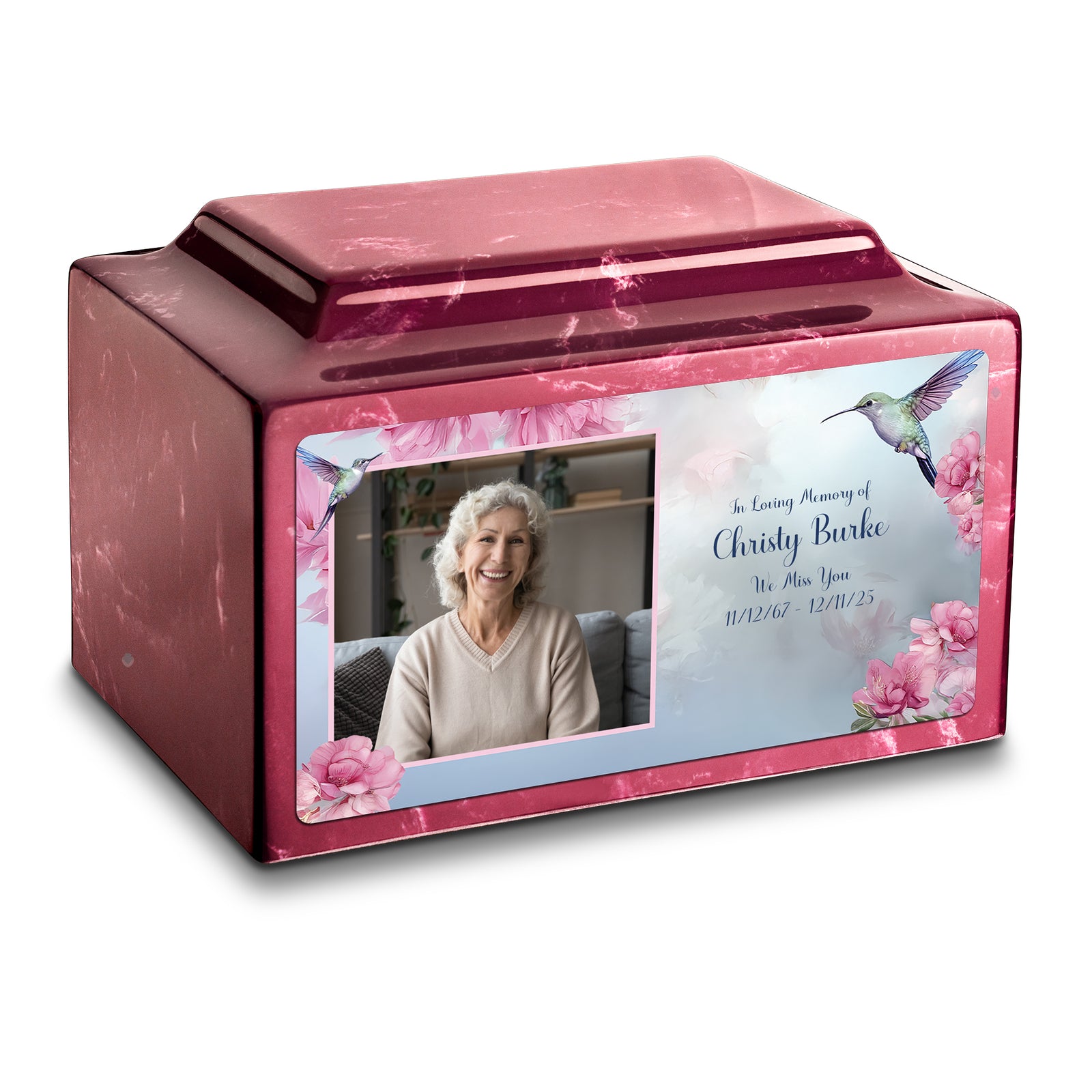 Adult Legacy Custom Printed Photo Hummingbird Cultured Marble Urns by MacKenzie
