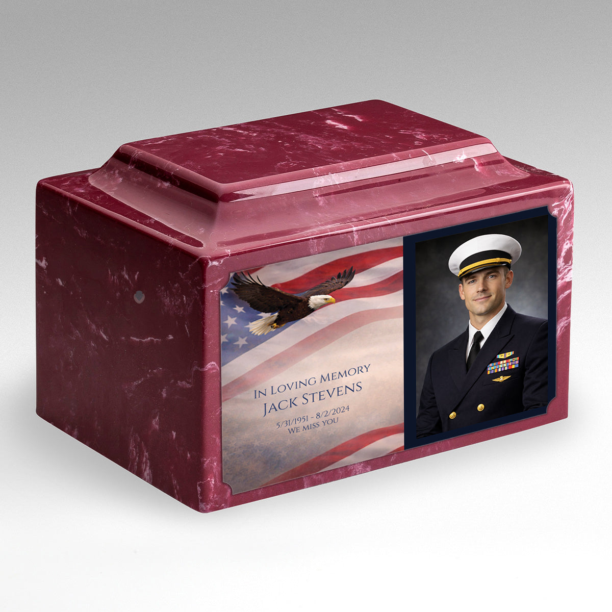 Adult Legacy Portrait American Eagle Cultured Marble Urns by MacKenzie
