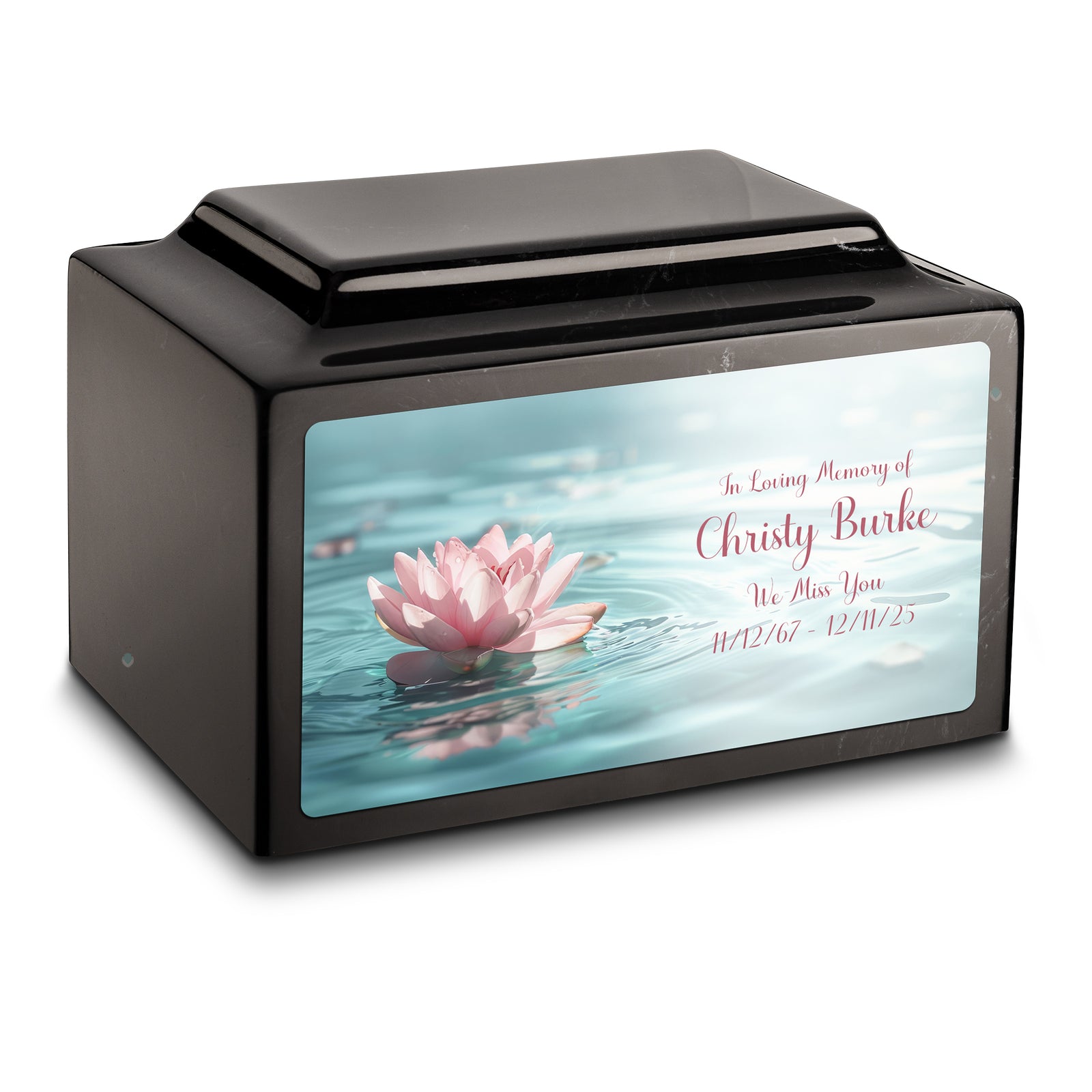 Adult Legacy Custom Printed Lotus Flower Cultured Marble Urns by MacKenzie