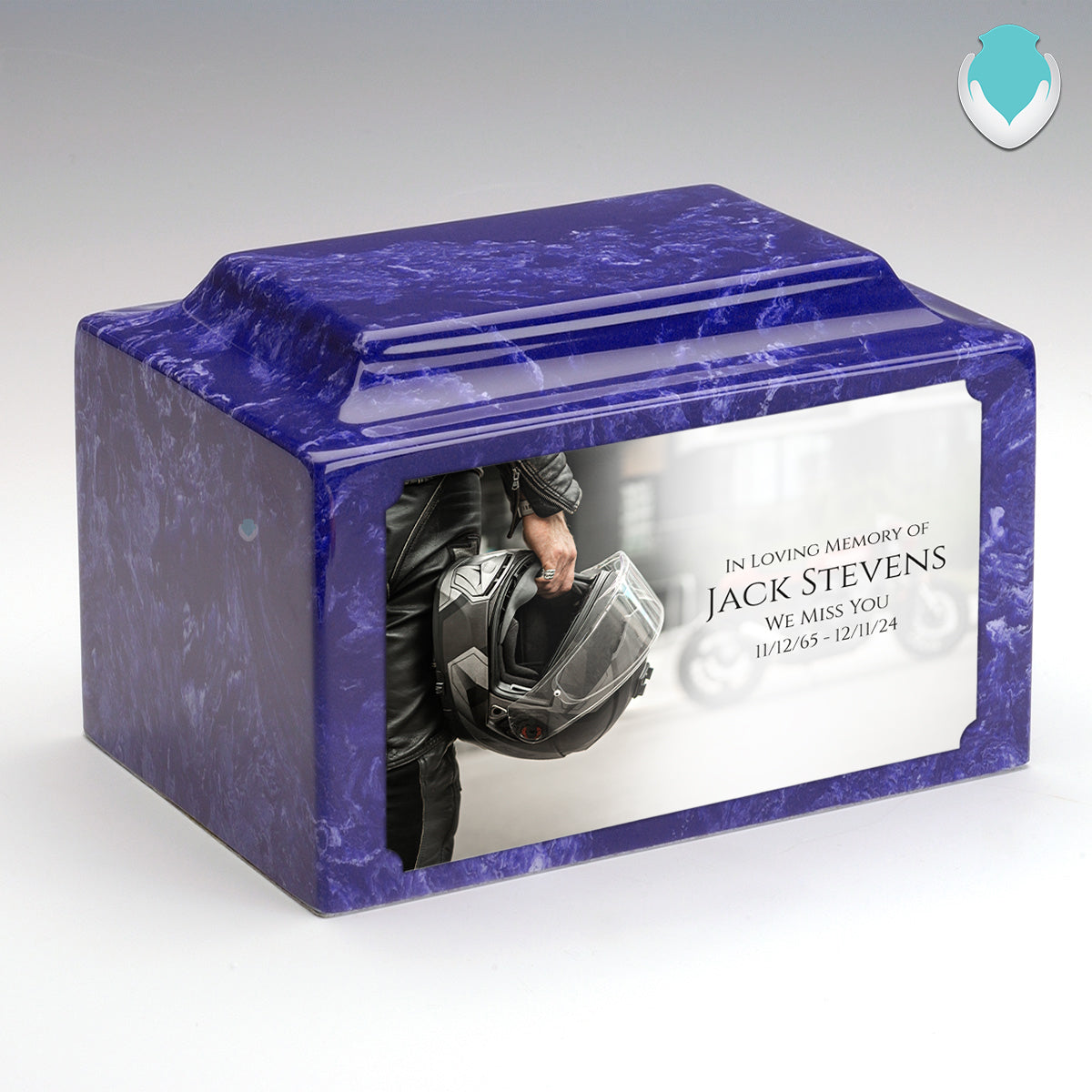 Adult Legacy Custom Printed Motorcycle Helmet Cultured Marble Urns by MacKenzie