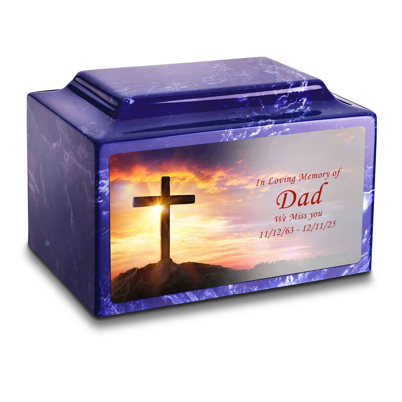 Adult Legacy Custom Printed Cross Cultured Marble Urns by MacKenzie
