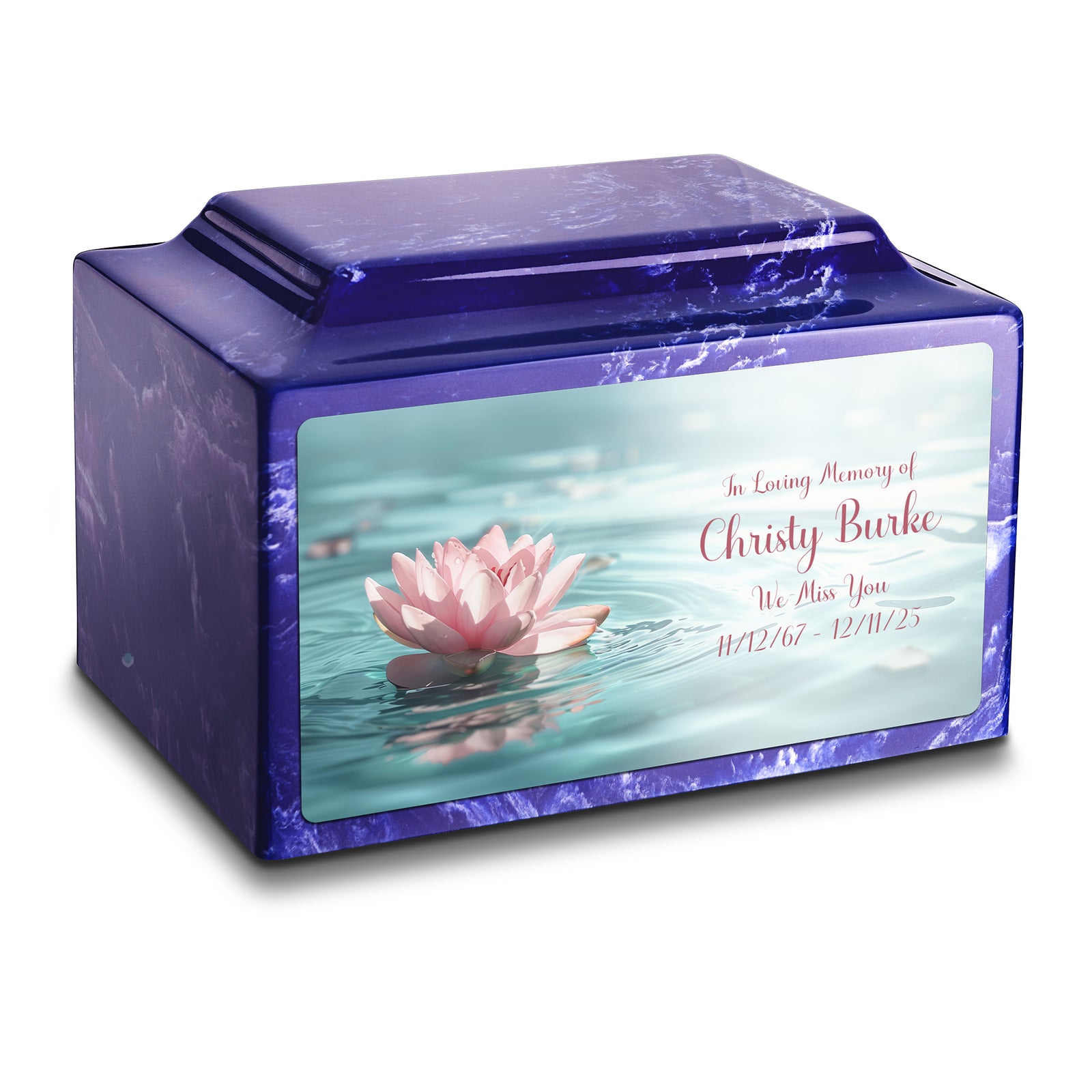 Adult Legacy Custom Printed Lotus Flower Cultured Marble Urns by MacKenzie