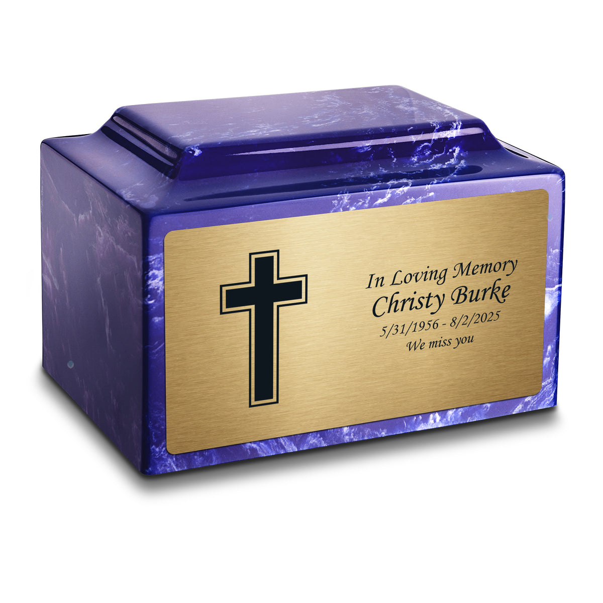 Adult Legacy Simple Cross Cultured Marble Urns by MacKenzie
