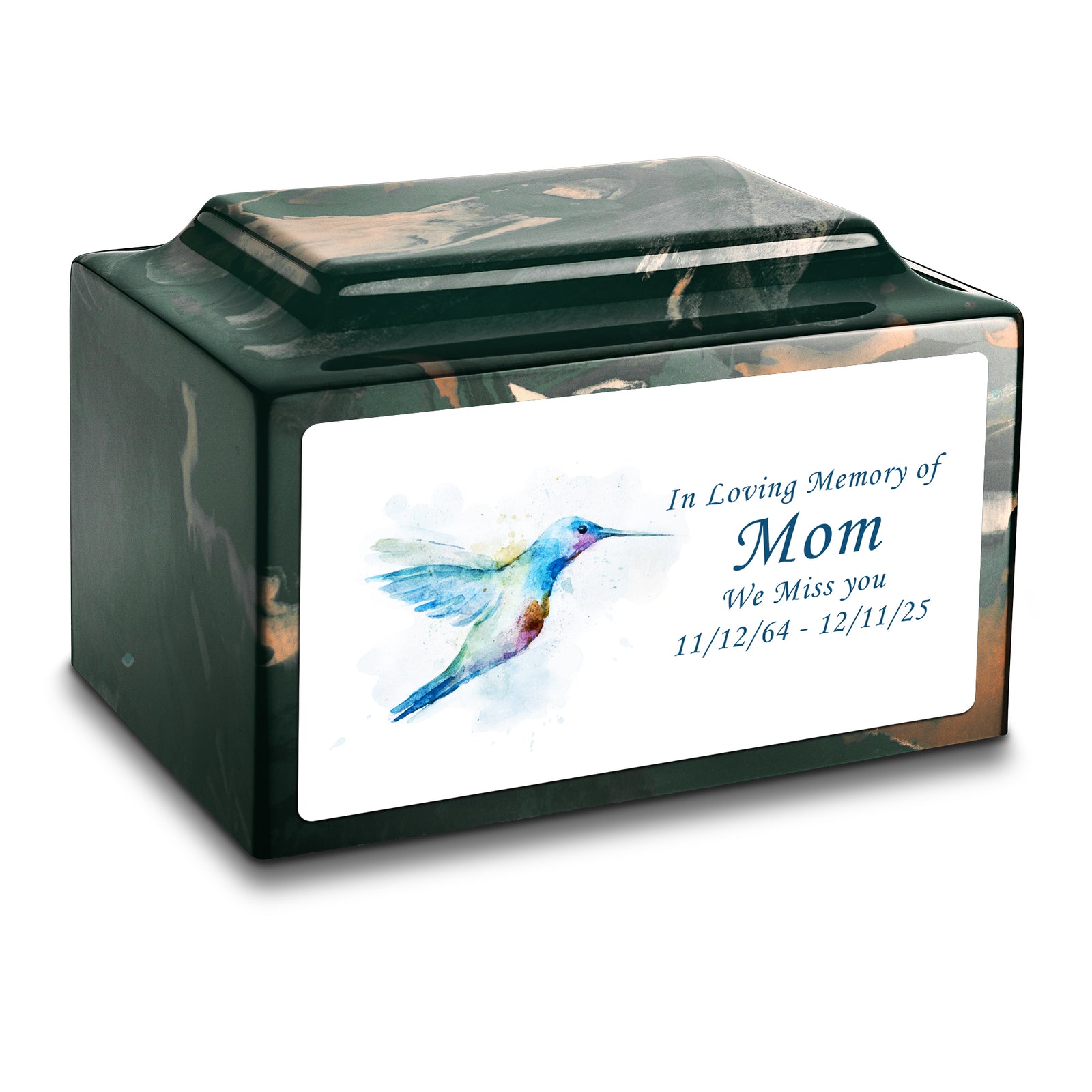 Adult Legacy Custom Printed Hummingbird Cultured Marble Urns by MacKenzie