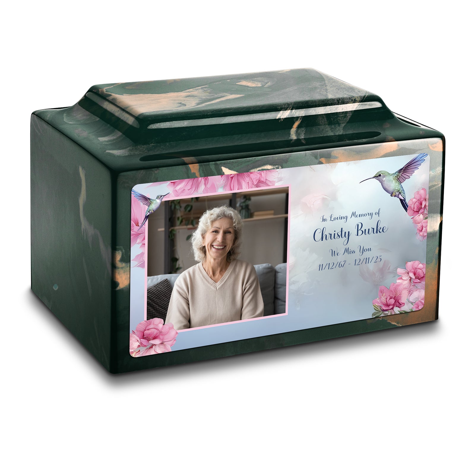 Adult Legacy Custom Printed Photo Hummingbird Cultured Marble Urns by MacKenzie