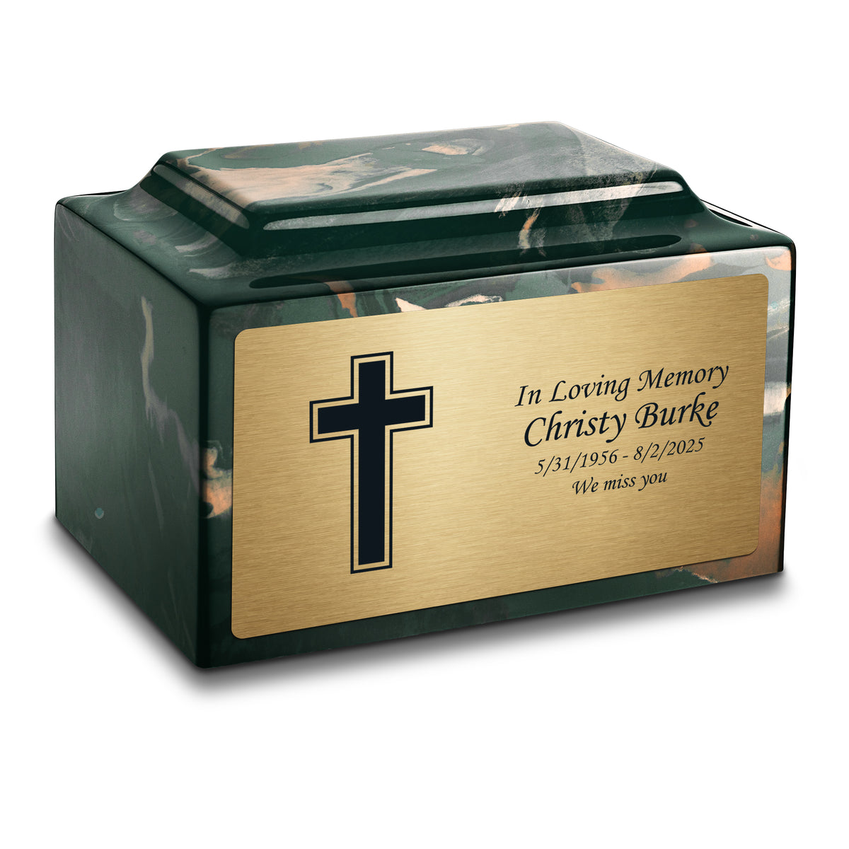 Adult Legacy Simple Cross Cultured Marble Urns by MacKenzie