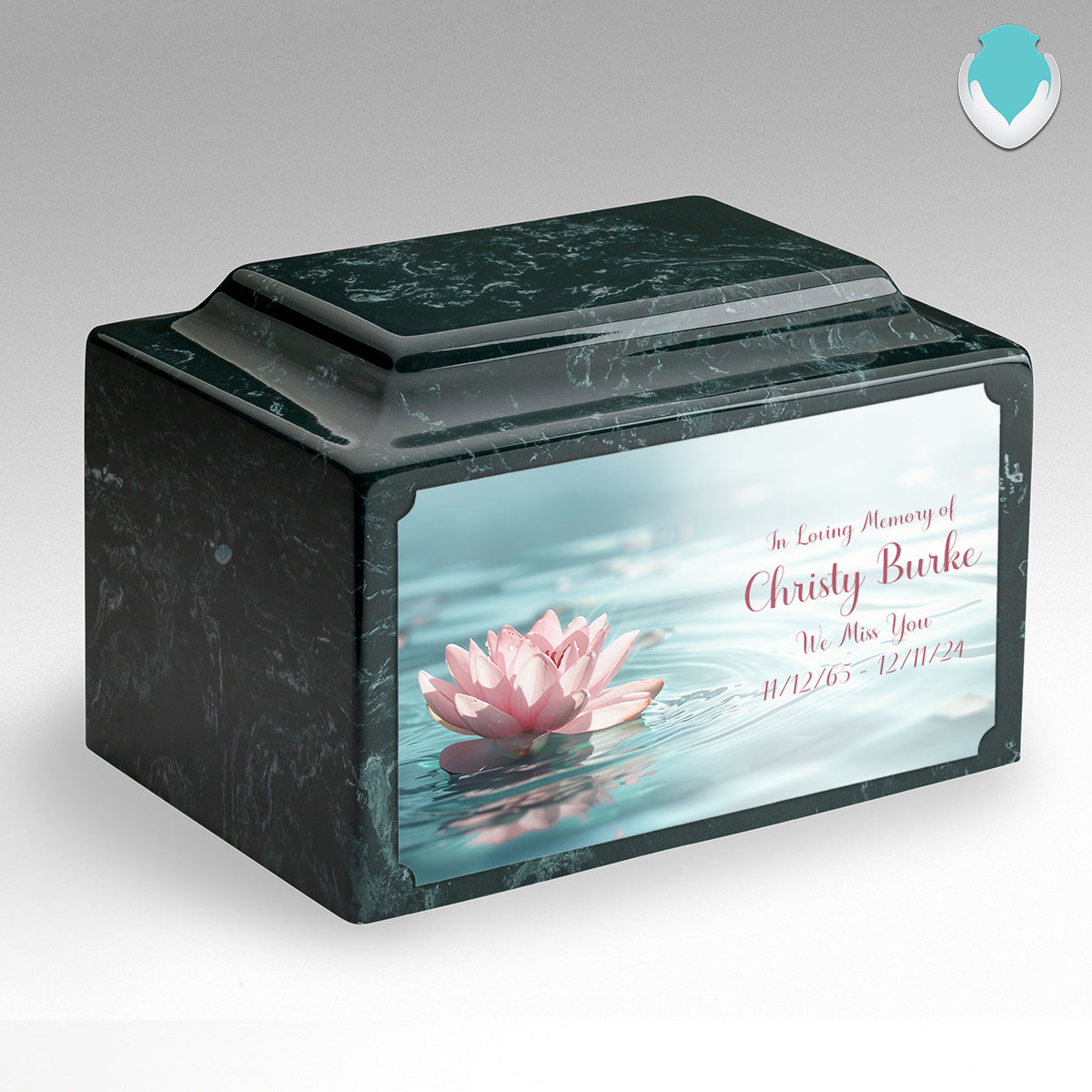 Adult Legacy Custom Printed Lotus Flower Cultured Marble Urns by MacKenzie