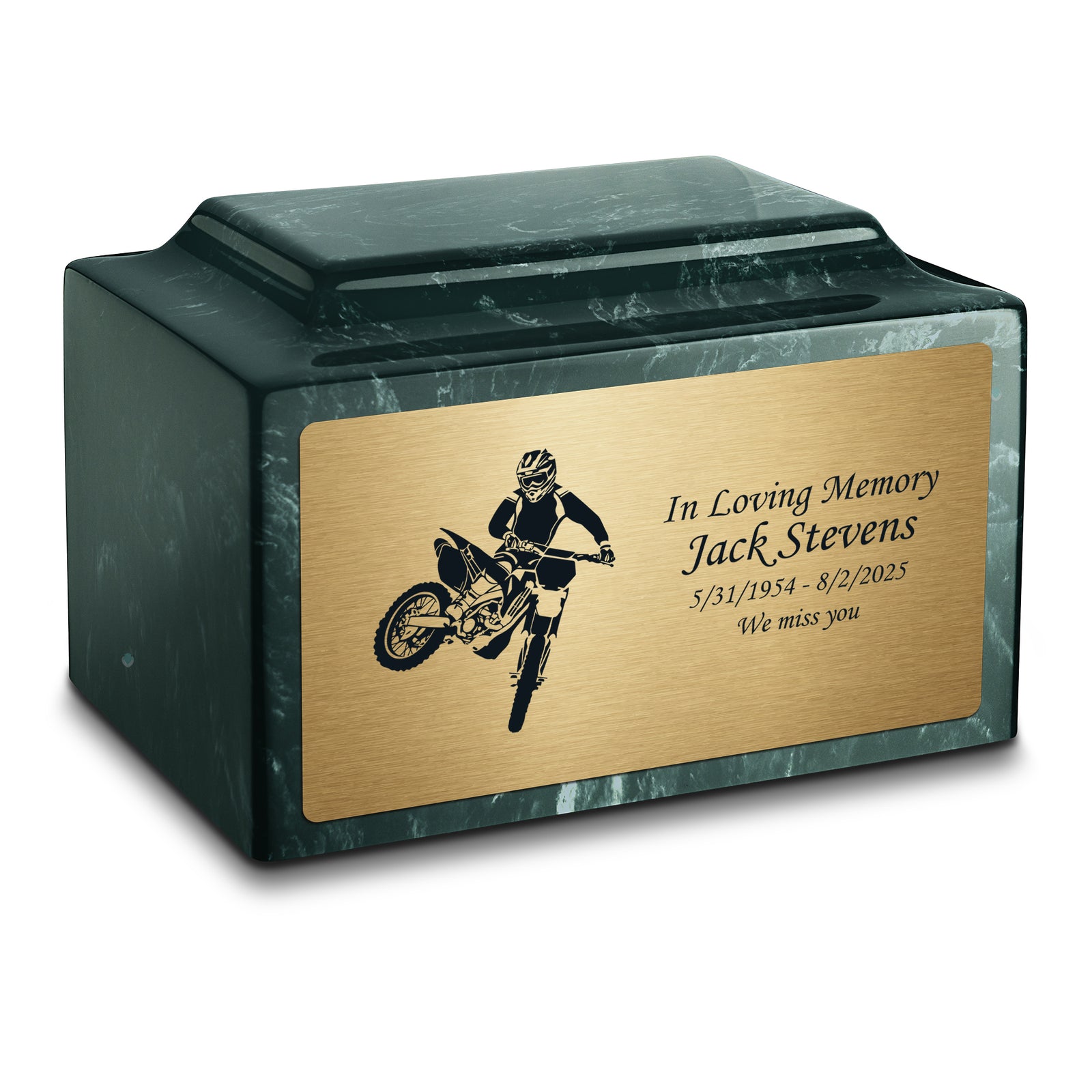 Adult Legacy Dirt Bike Cultured Marble Urns by MacKenzie