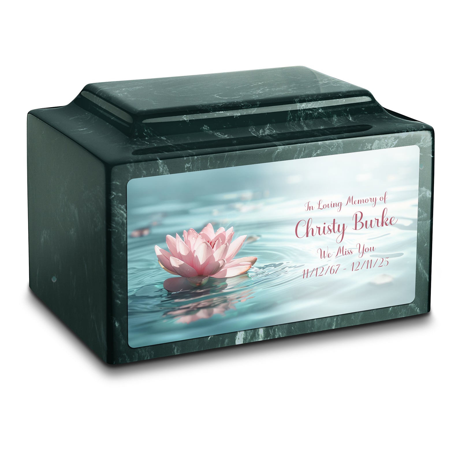 Adult Legacy Custom Printed Lotus Flower Cultured Marble Urns by MacKenzie