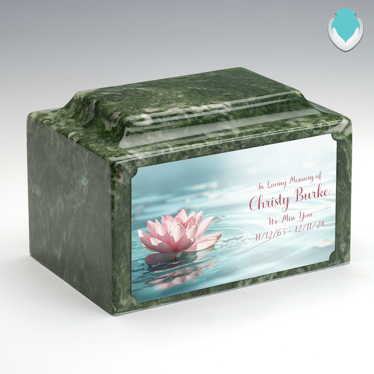 Adult Legacy Custom Printed Lotus Flower Cultured Marble Urns by MacKenzie
