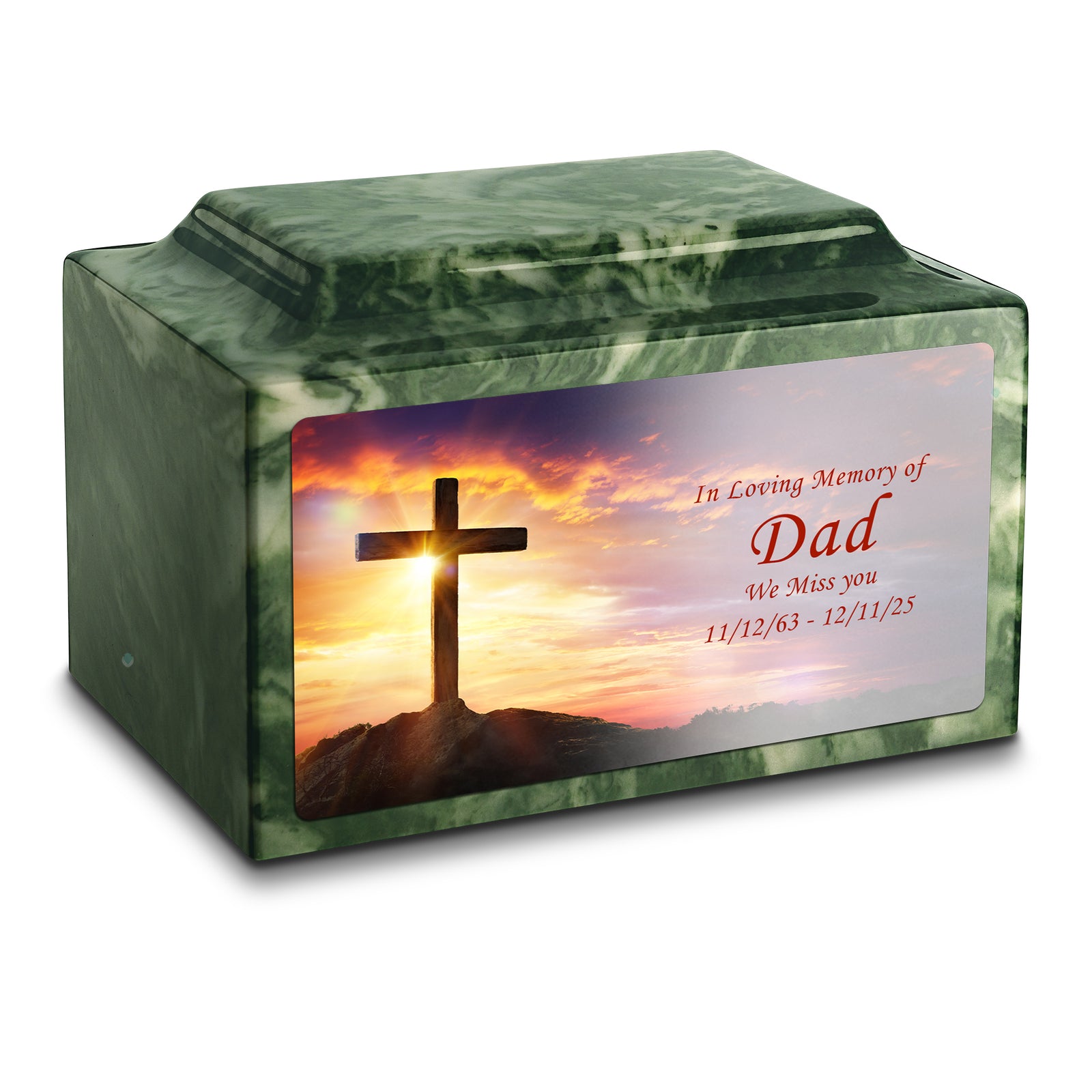 Adult Legacy Custom Printed Cross Cultured Marble Urns by MacKenzie