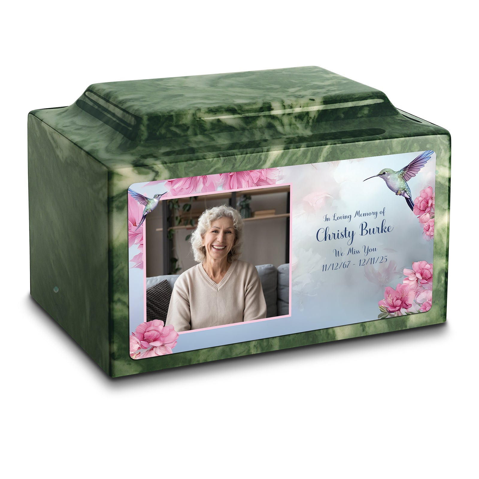 Adult Legacy Custom Printed Photo Hummingbird Cultured Marble Urns by MacKenzie