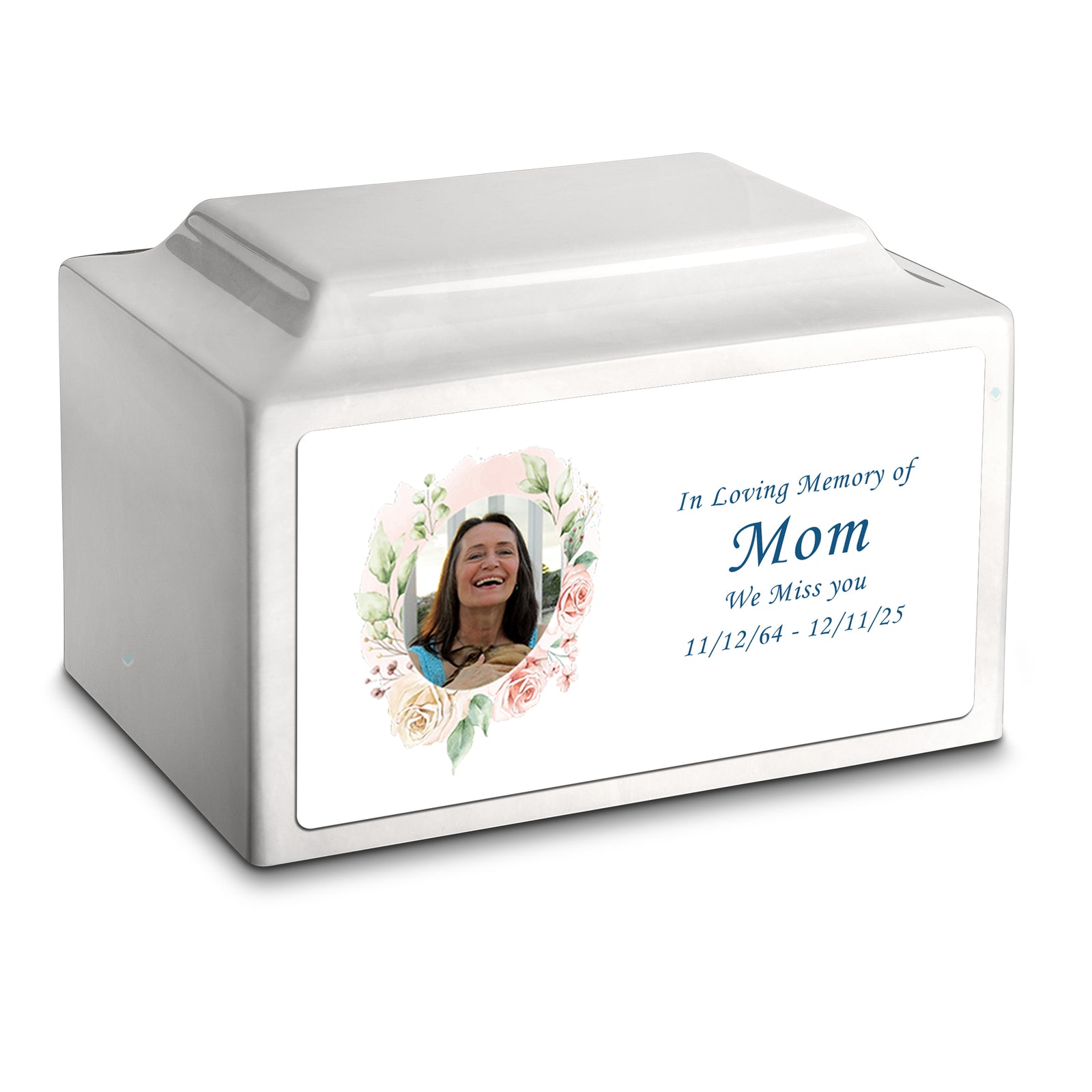 Adult Legacy Custom Printed Flower Photo Frame Cultured Marble Urns by MacKenzie