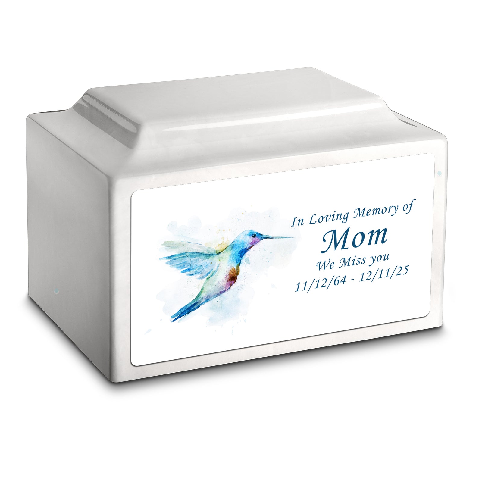 Adult Legacy Custom Printed Hummingbird Cultured Marble Urns by MacKenzie